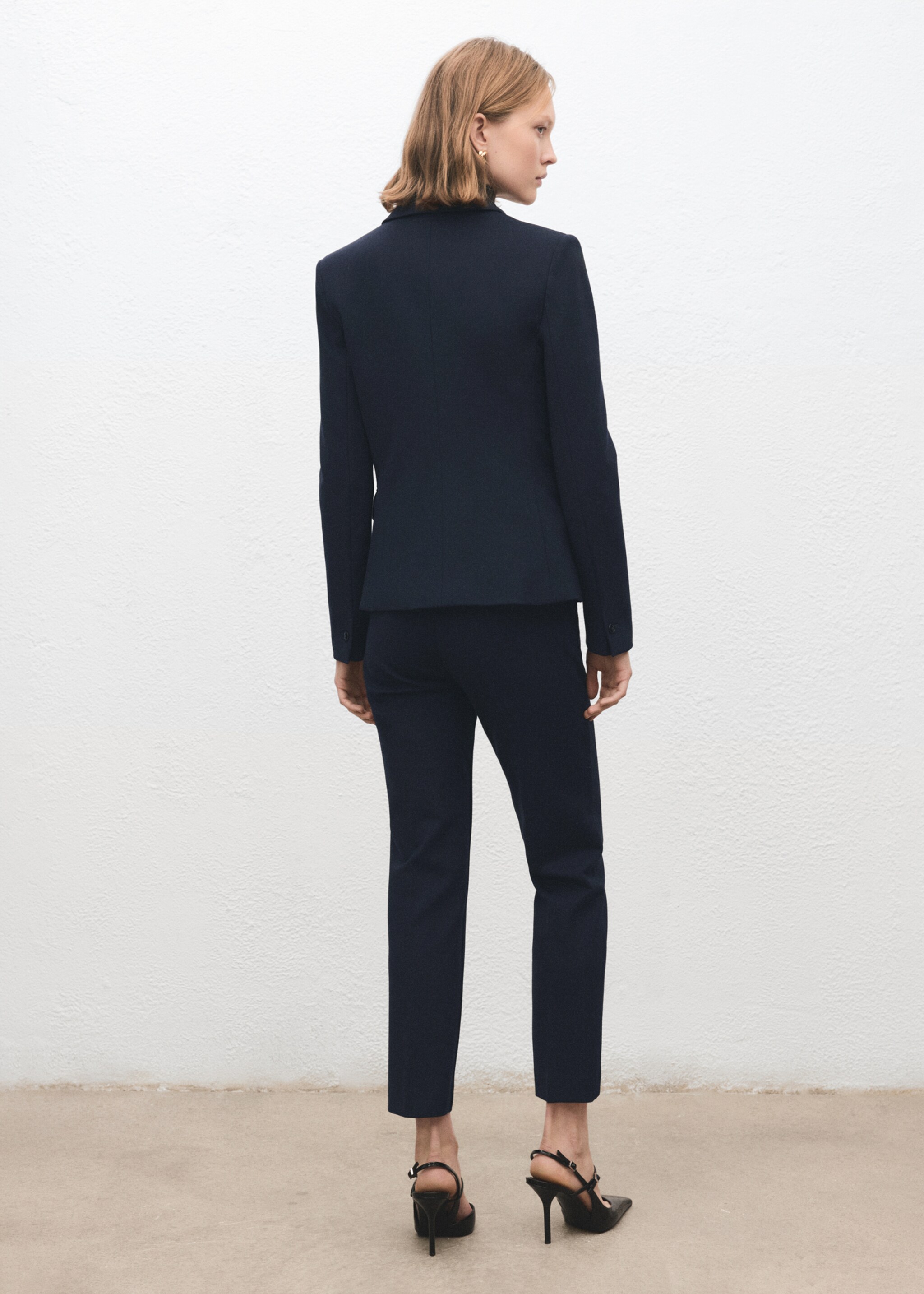 Fitted suit blazer - Reverse of the article, Dark Navy. Ref: 27091285-00.