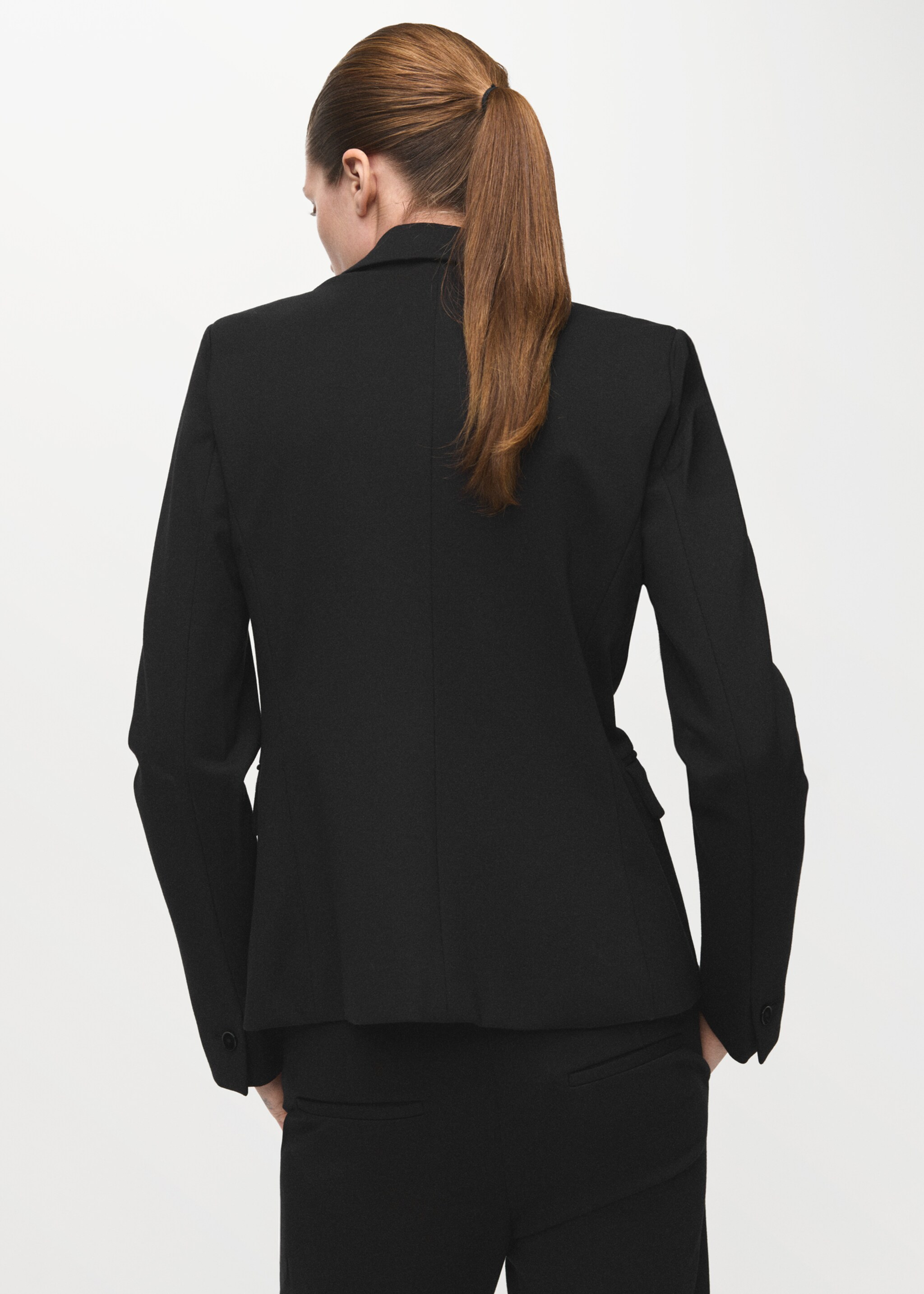 Fitted suit blazer - Reverse of the article, Black. Ref: 27091285-00.
