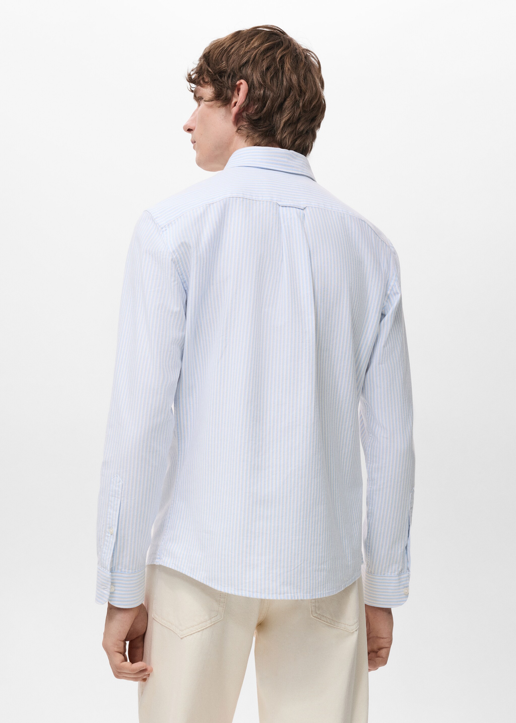 Chemise 100 % coton rayures bicolores - Verso de l’article, Bleu. Ref: 27091286-00.