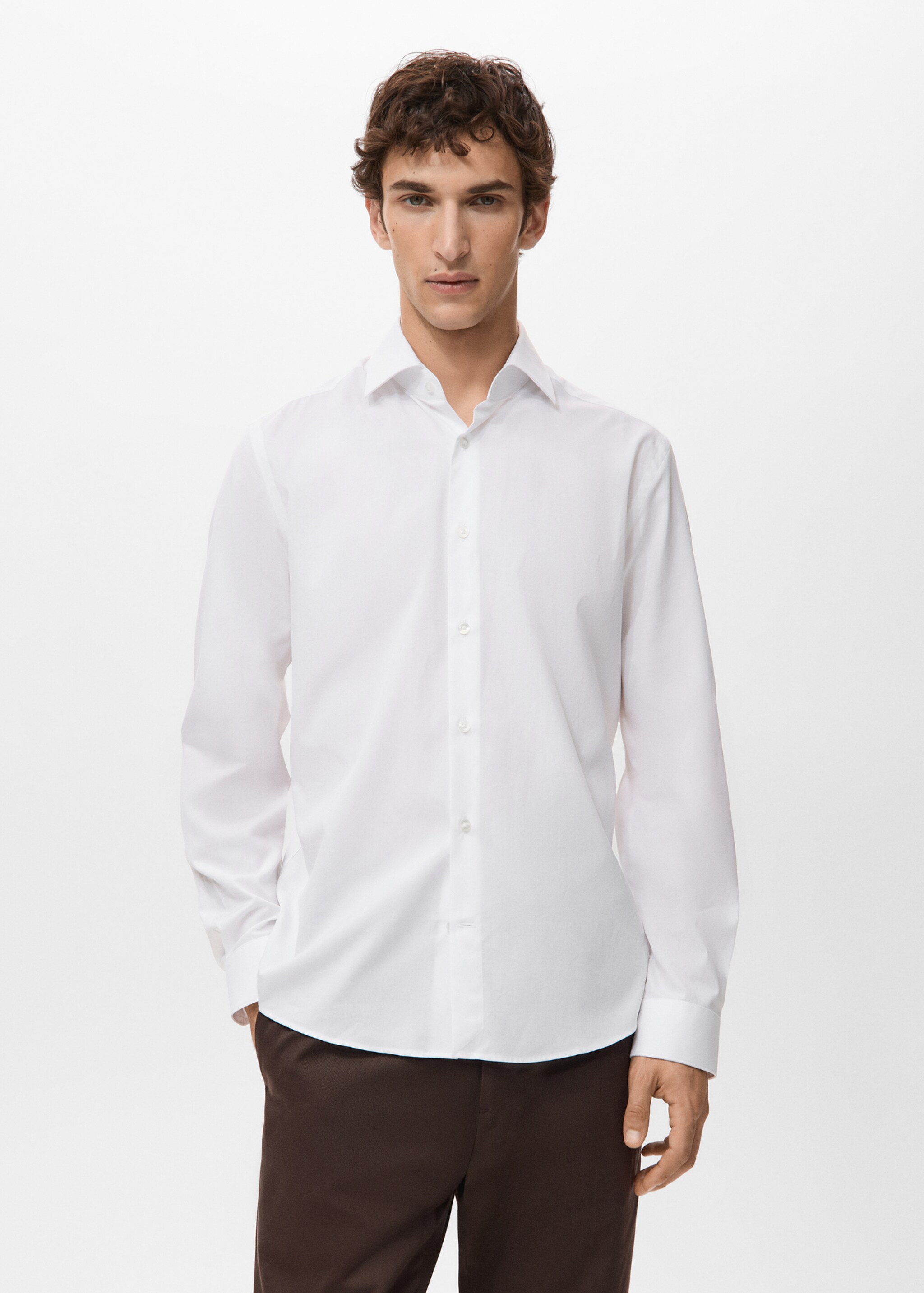 Camisa 100% algodón regular fit - Plano medio, Blanco. Ref: 27091290-00.
