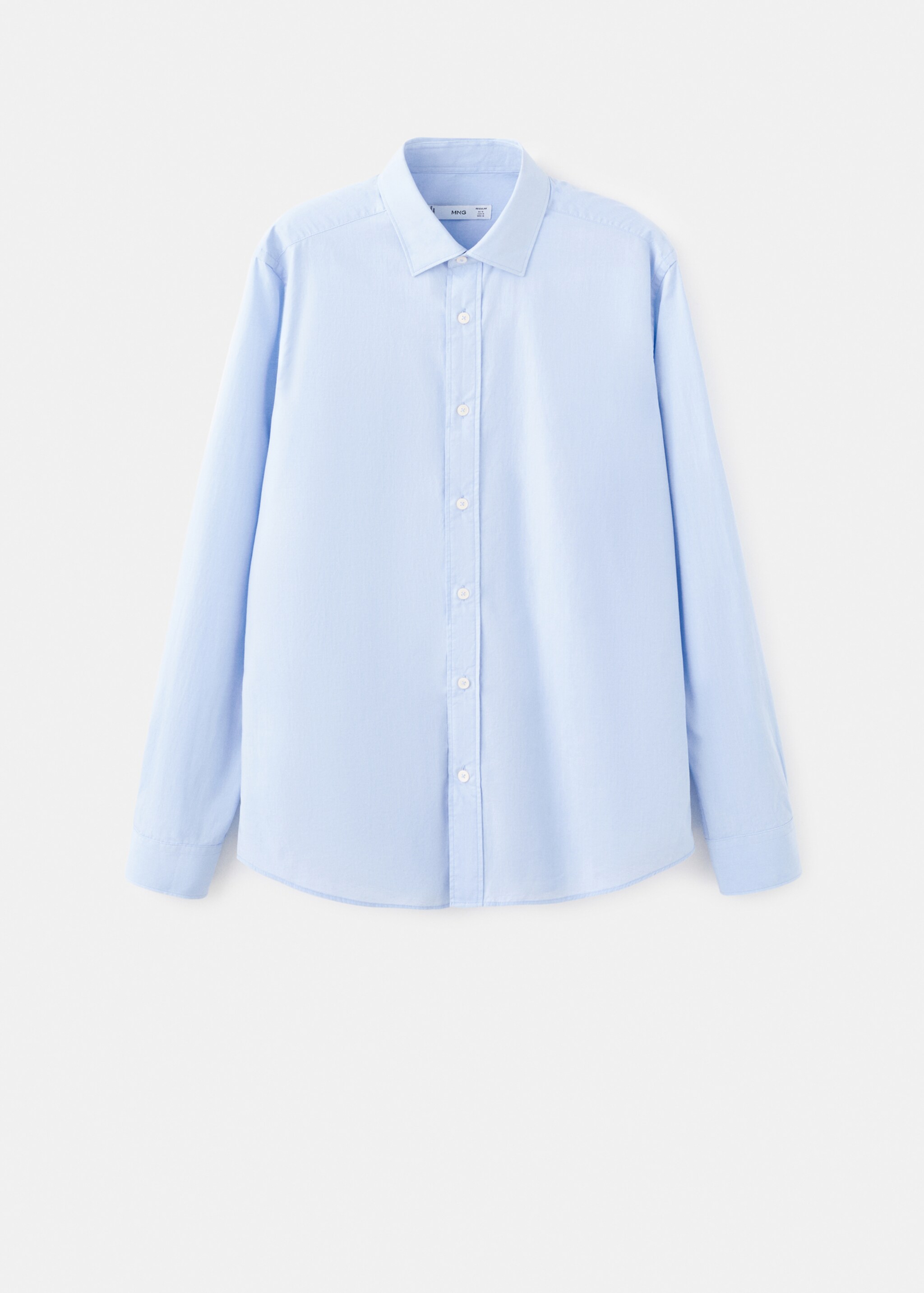 Regular-fit 100% cotton shirt - Article without model, Sky Blue. Ref: 27091290-00.