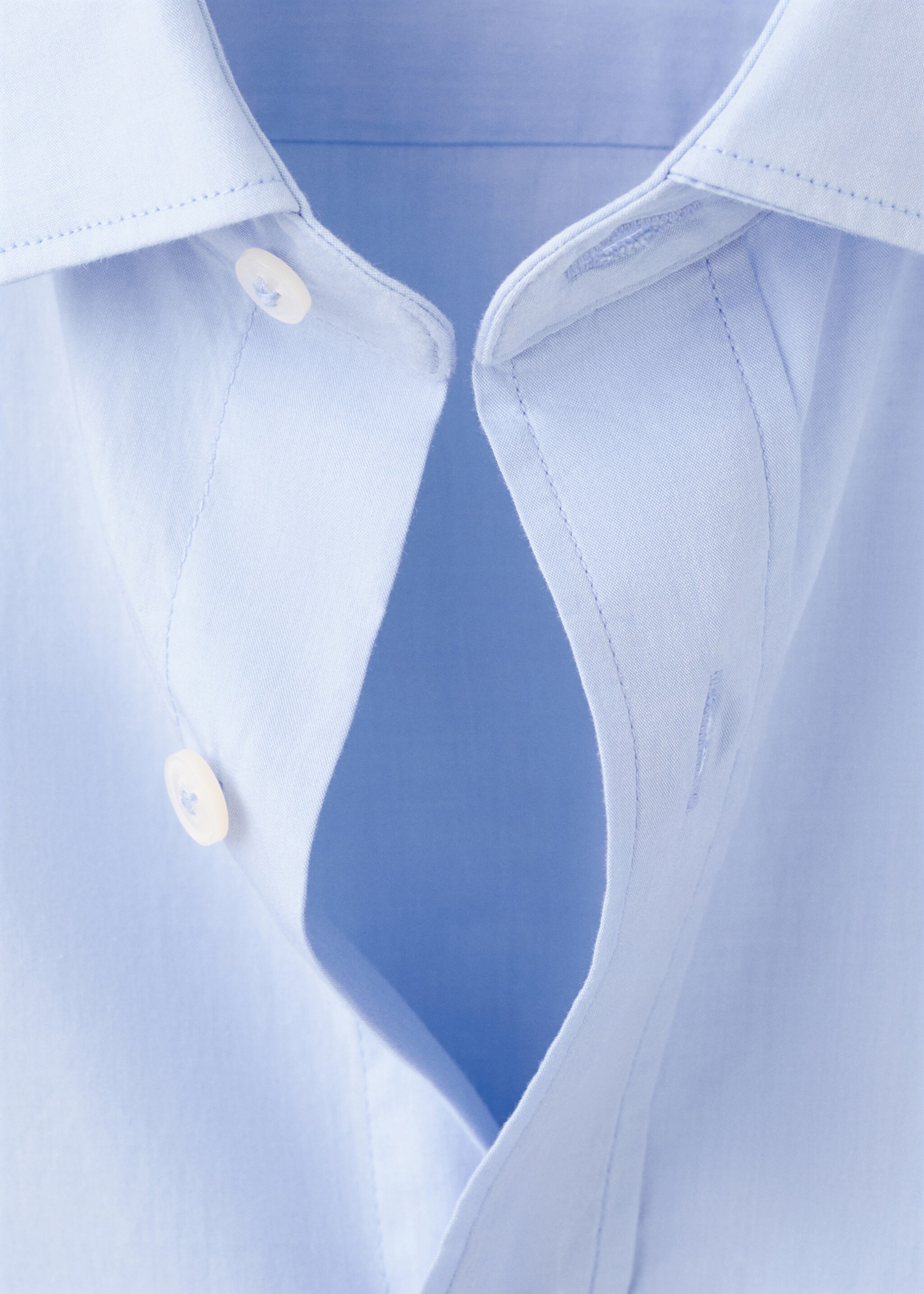 Regular-fit 100% cotton shirt - Details of the article 8, Sky Blue. Ref: 27091290-00.