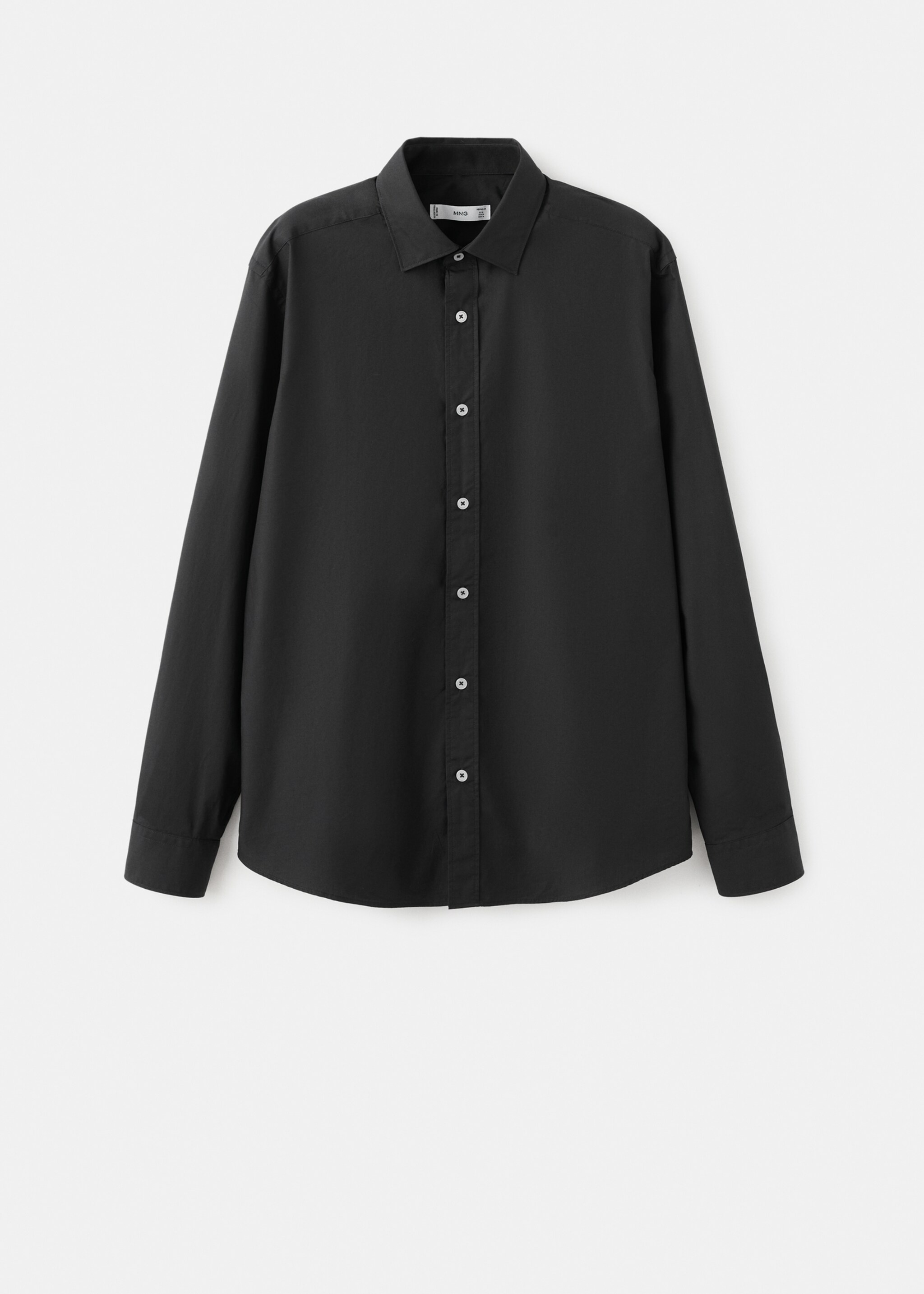 Regular-fit 100% cotton shirt - Article without model, Black. Ref: 27091290-00.