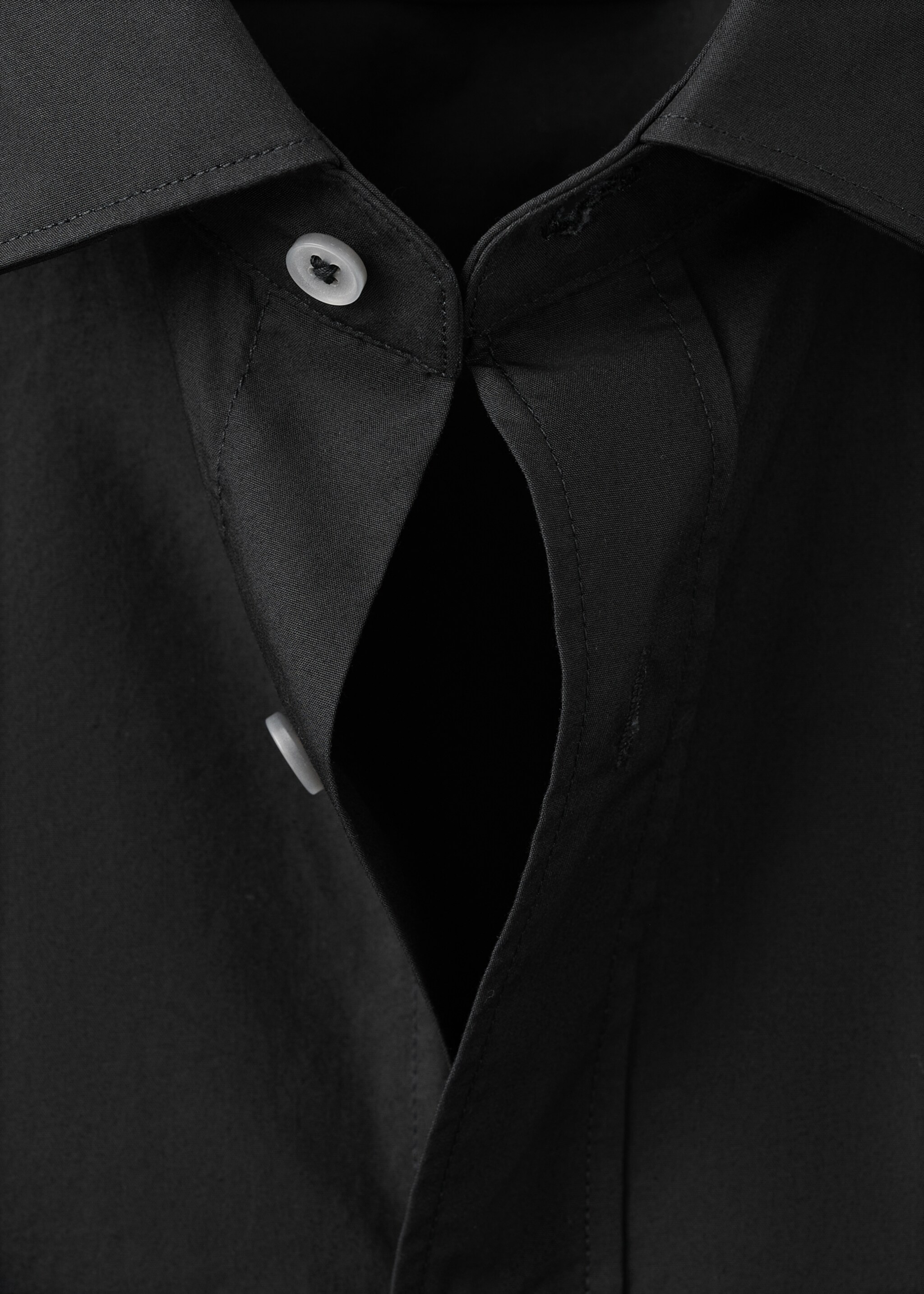 Regular-fit 100% cotton shirt - Details of the article 8, Black. Ref: 27091290-00.