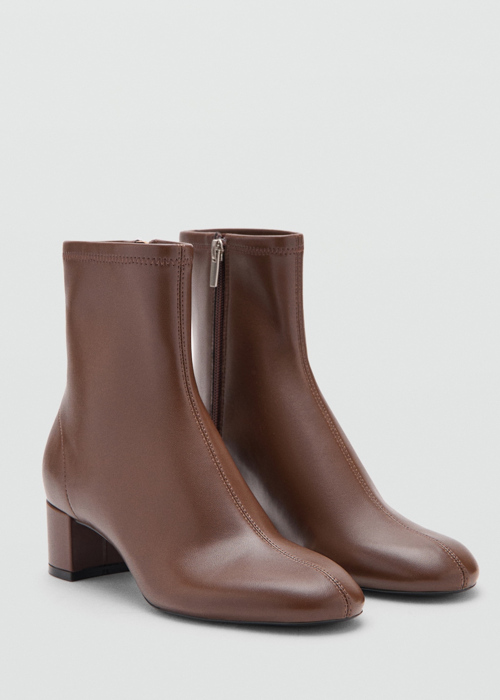 Mango Round-toe block-heel ankle boots