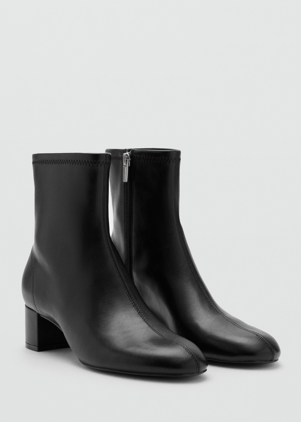 Mango Round-toe block-heel ankle boots