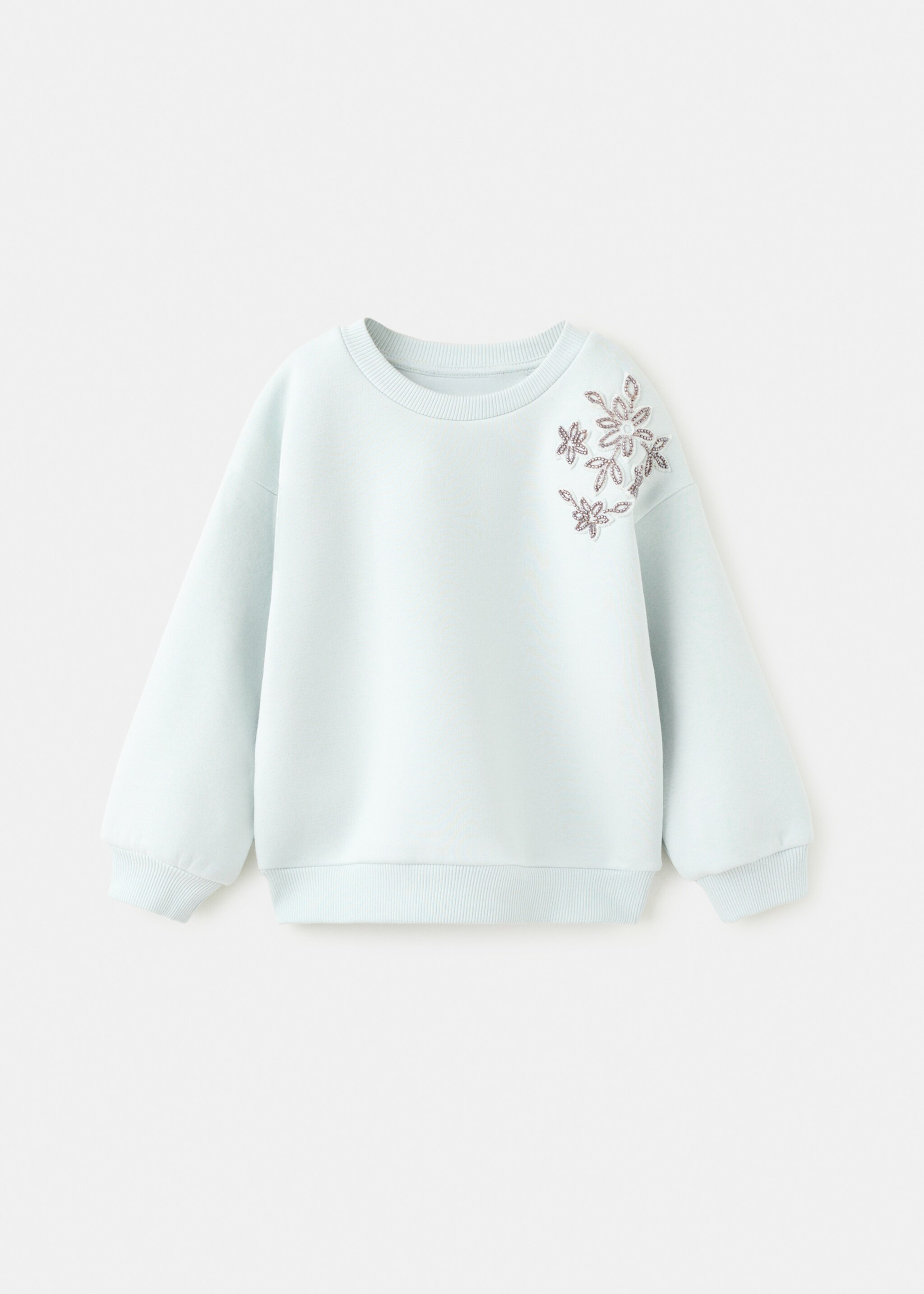 Bead detail sweatshirt - Article without model, Aqua Green. Ref: 27091301-00.