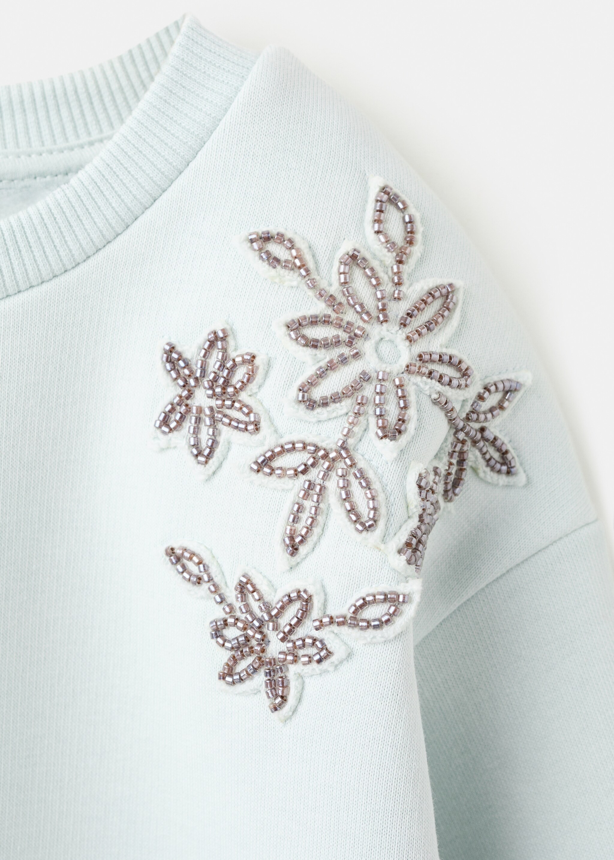 Bead detail sweatshirt - Details of the article 8, Aqua Green. Ref: 27091301-00.
