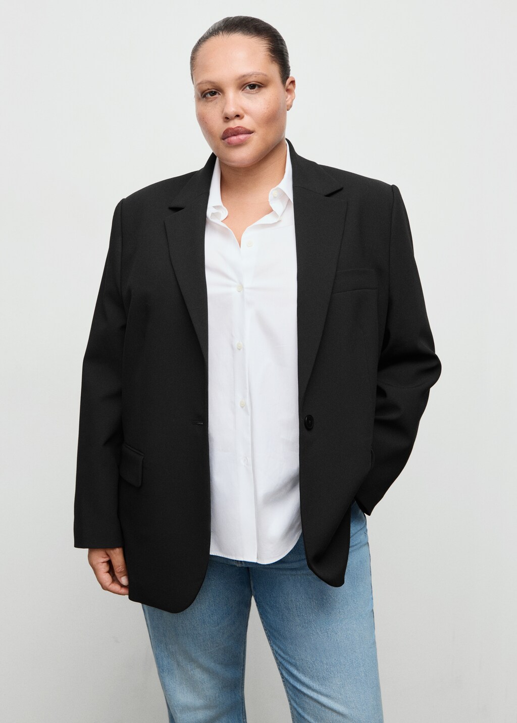 Mango Straight suit jacket with lapel pockets