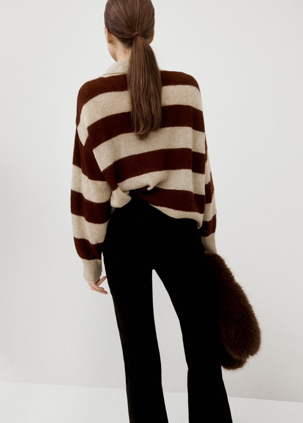 Striped polo-neck sweater