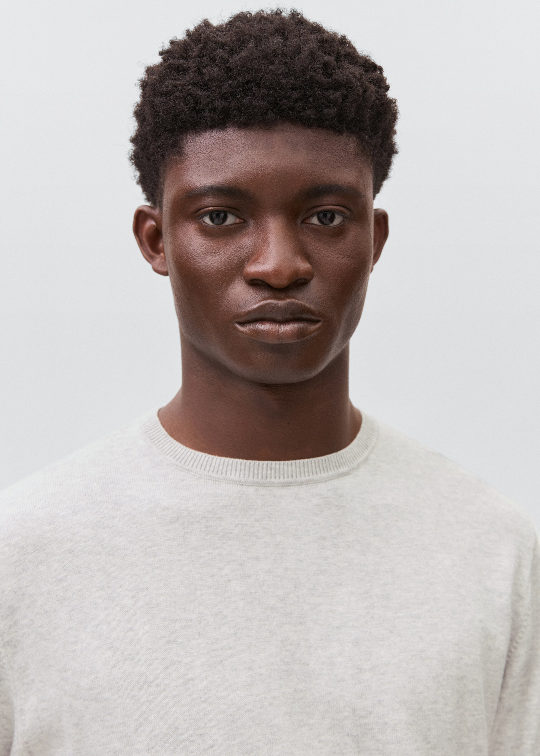 Knitted cotton sweater - Details of the article 1, Light Heather Grey. Ref: 27091310-00.