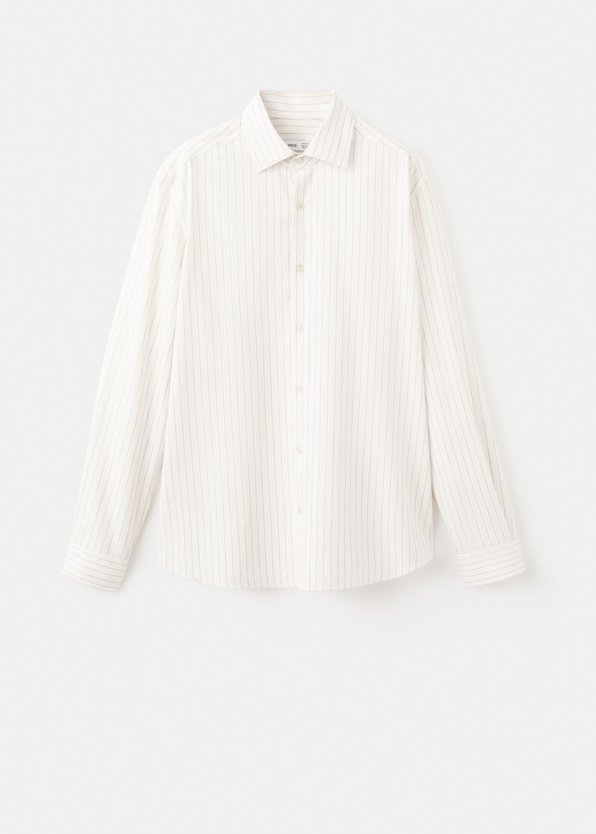 قميص مخطط من القطن 100% بتفصيلة عادية - منتج دون نموذج, رملي. Ref: 27091314-00.