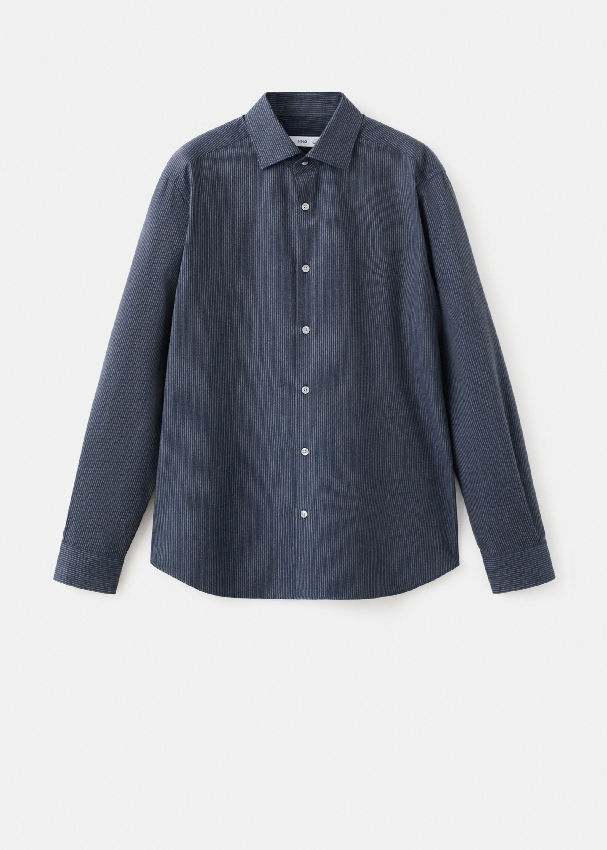 قميص مخطط من القطن 100% بتفصيلة عادية - منتج دون نموذج, أزرق داكن. Ref: 27091314-00.