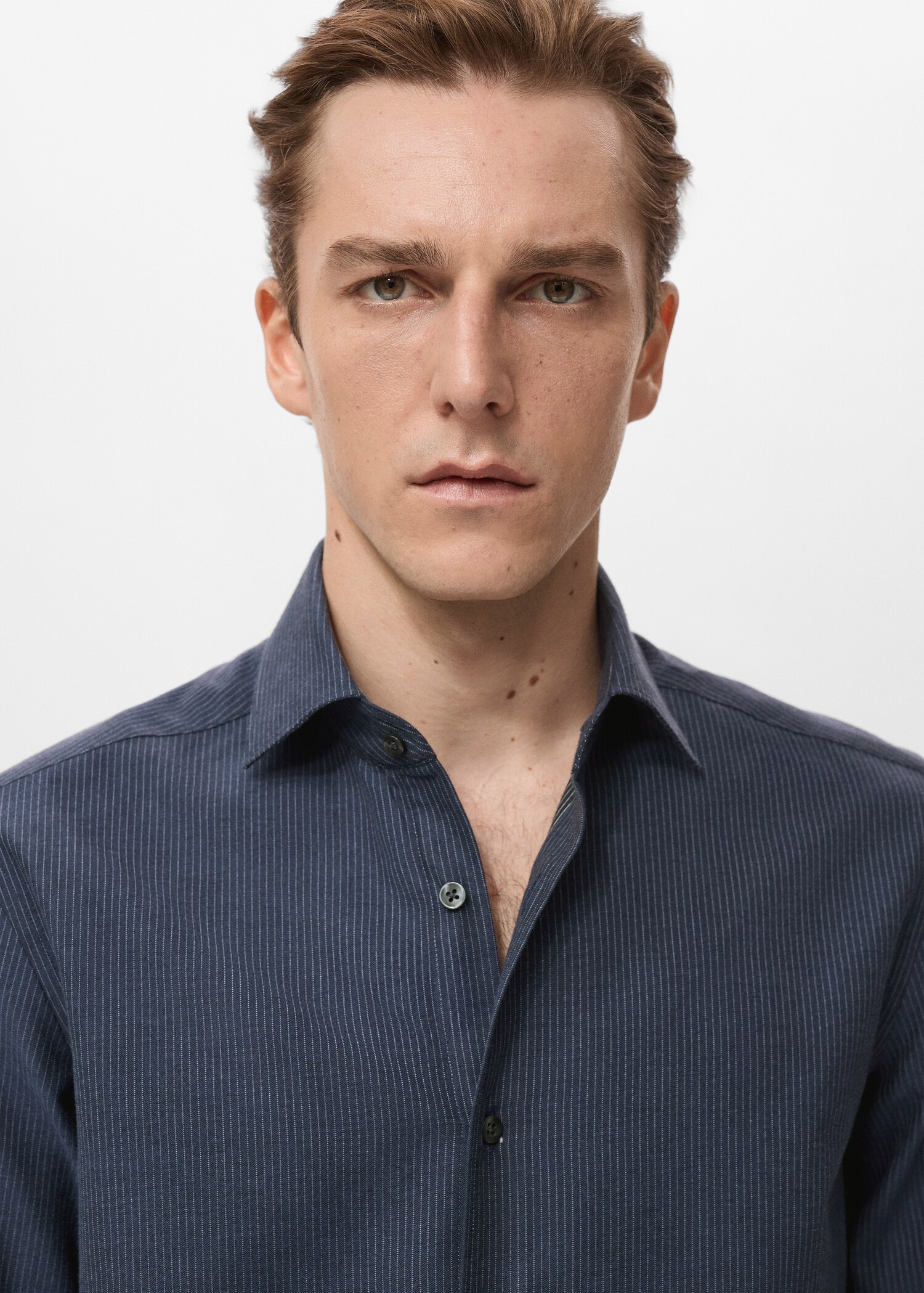 قميص مخطط من القطن 100% بتفصيلة عادية - تفاصيل المنتج 1