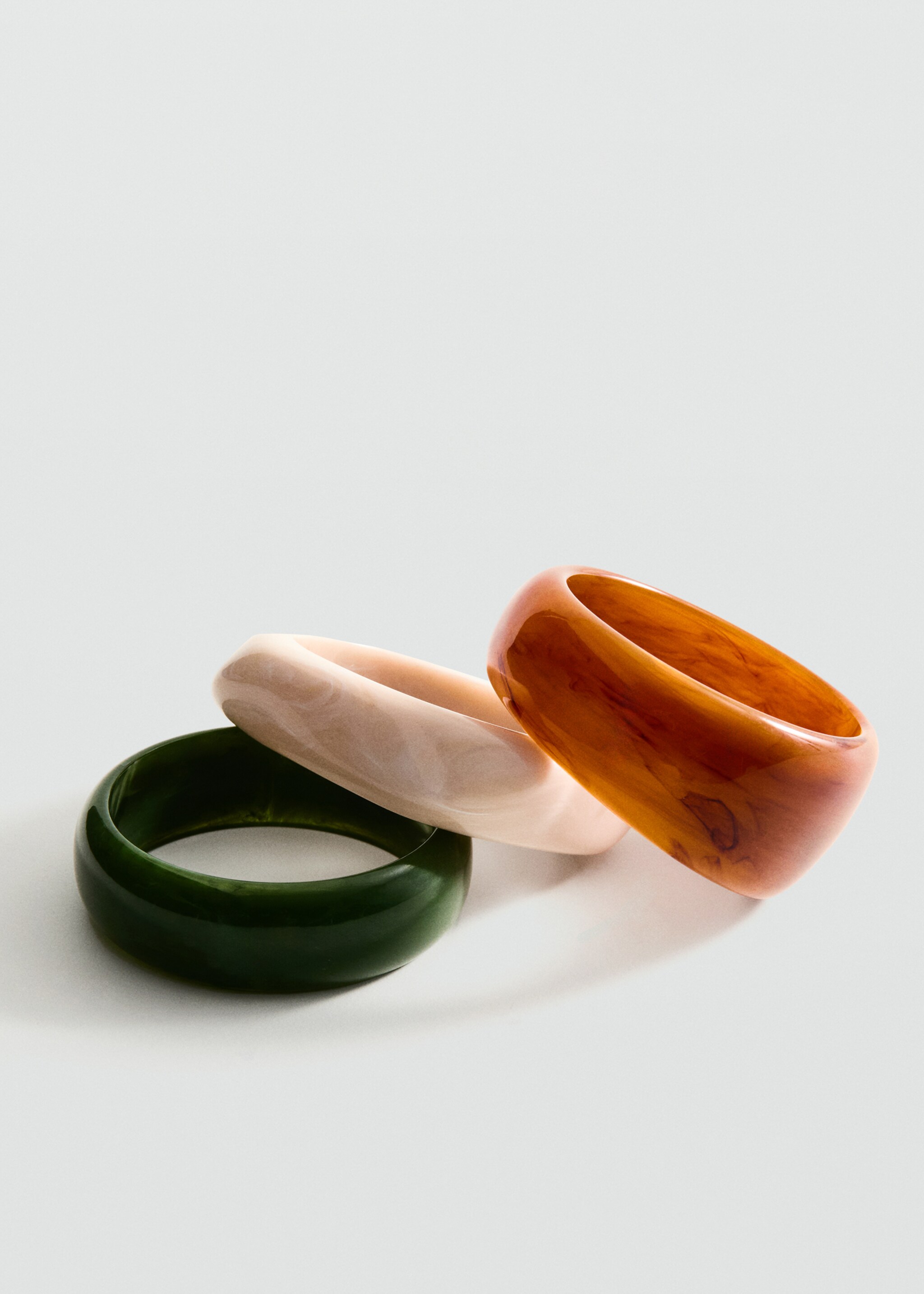 Set of 3 combined volume maxi bracelets - Medium plane, Brown. Ref: 27091316-00.