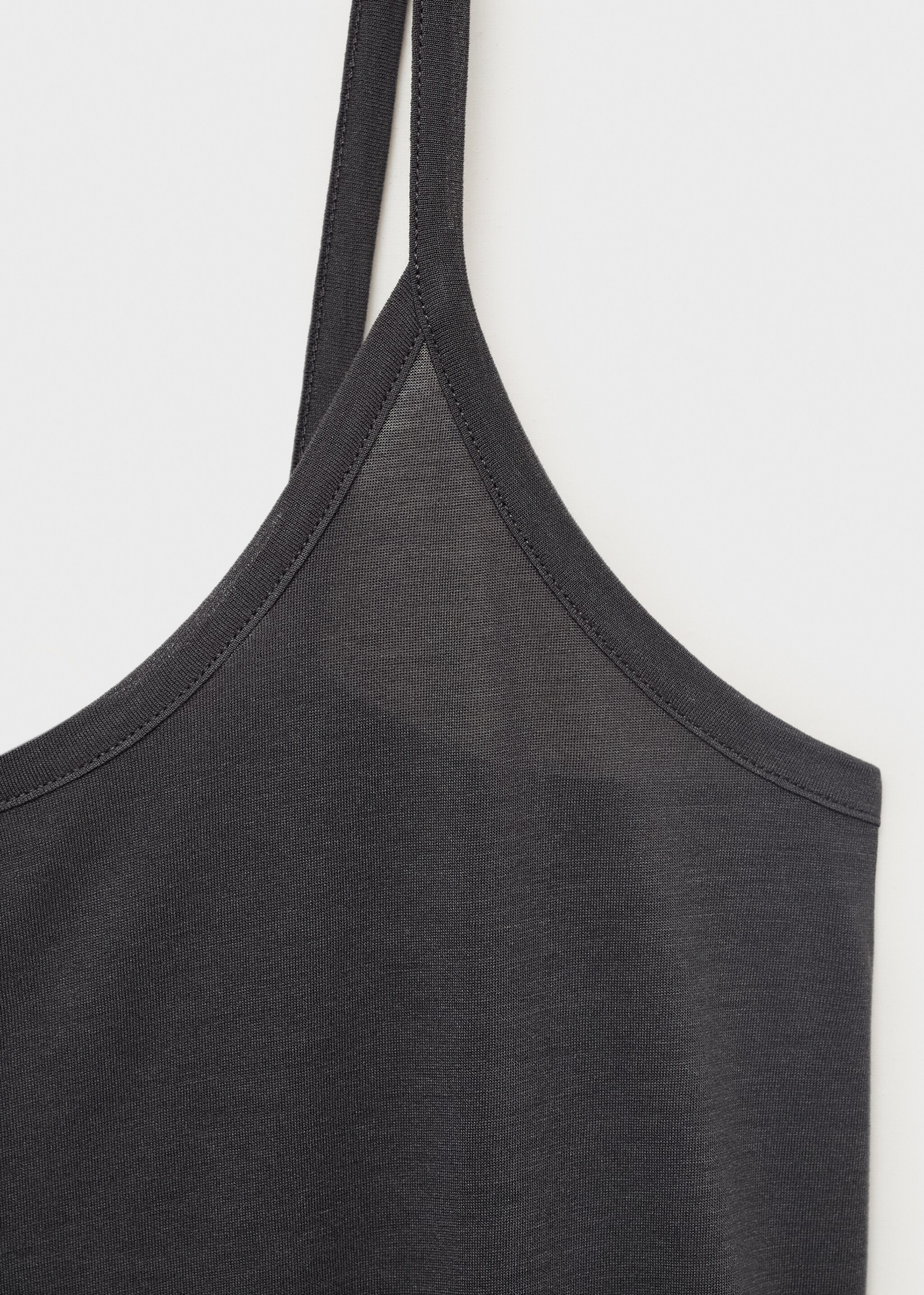 Micro-modal nightgown with straps - Details of the article 8, Charcoal. Ref: 27091319-00.