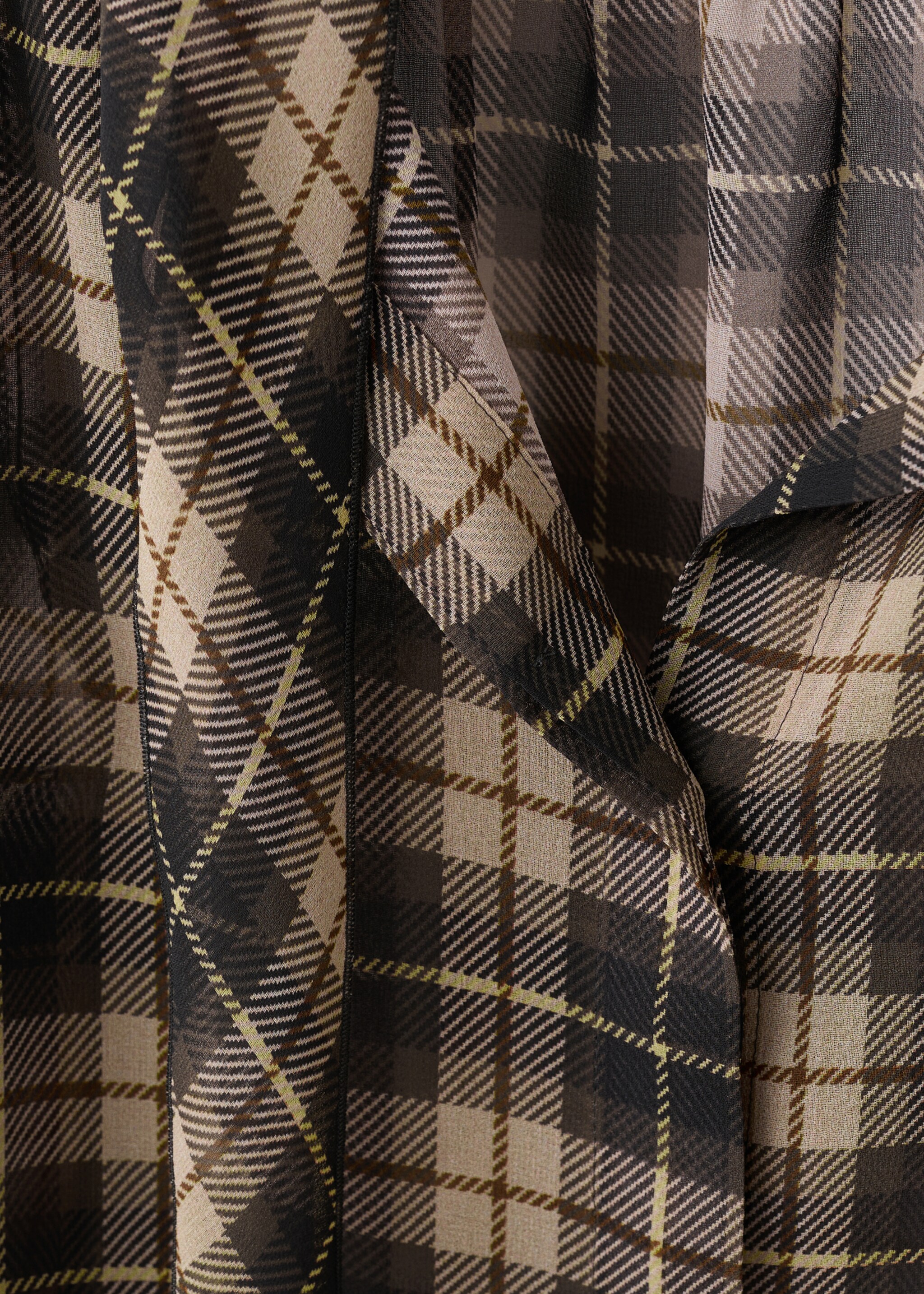 Plaid blouse with shawl collar - Details of the article 8, Black. Ref: 27091320-00.
