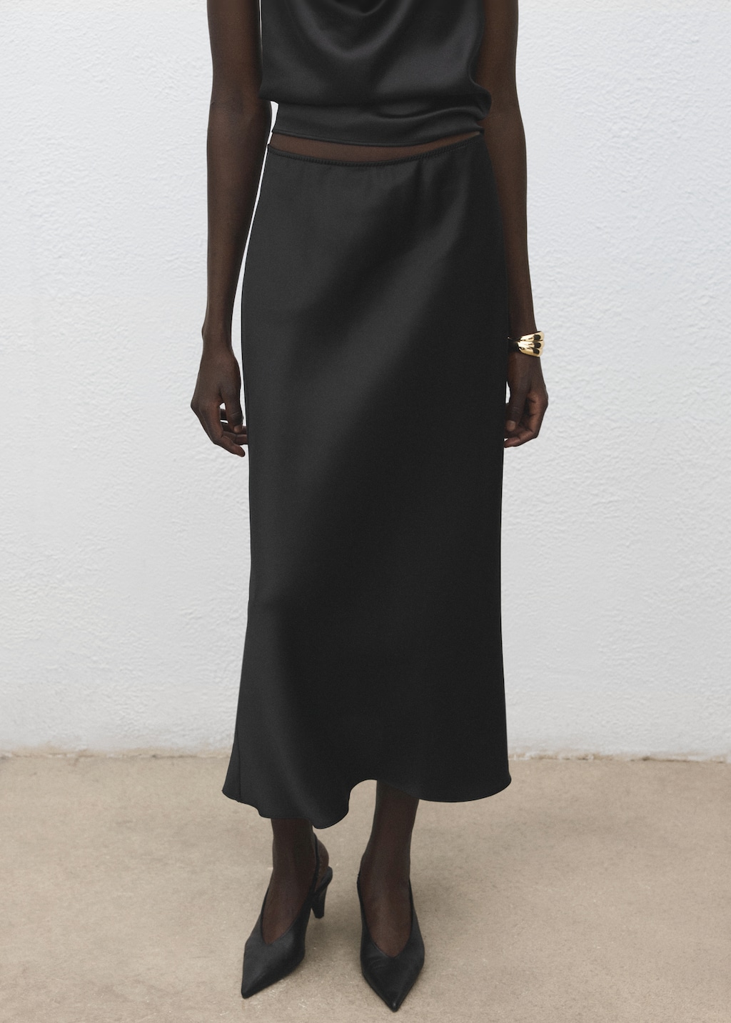 Mango Satin long skirt