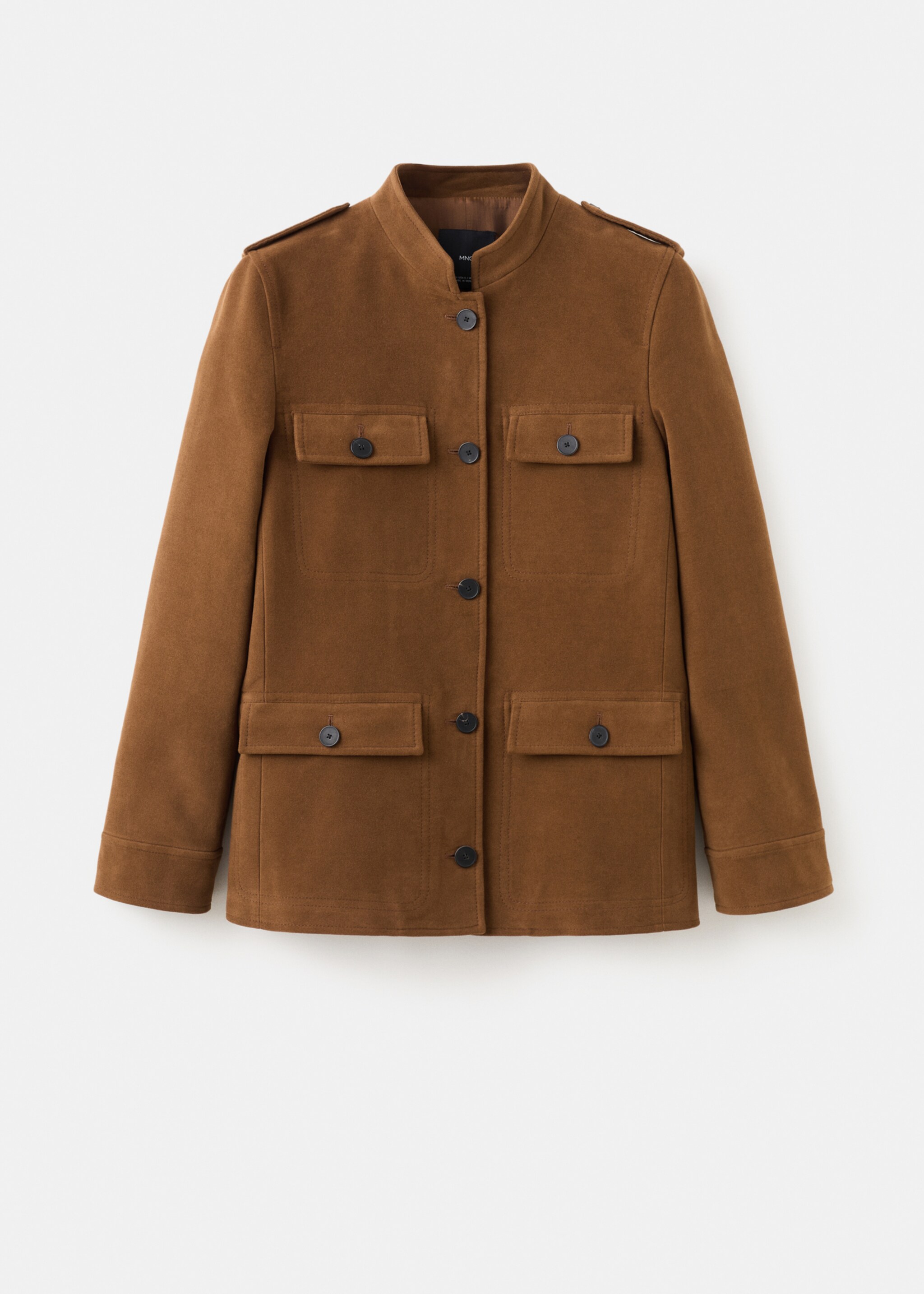 Collarless jacket with pockets - Article without model, Tobacco Brown. Ref: 27091328-00.