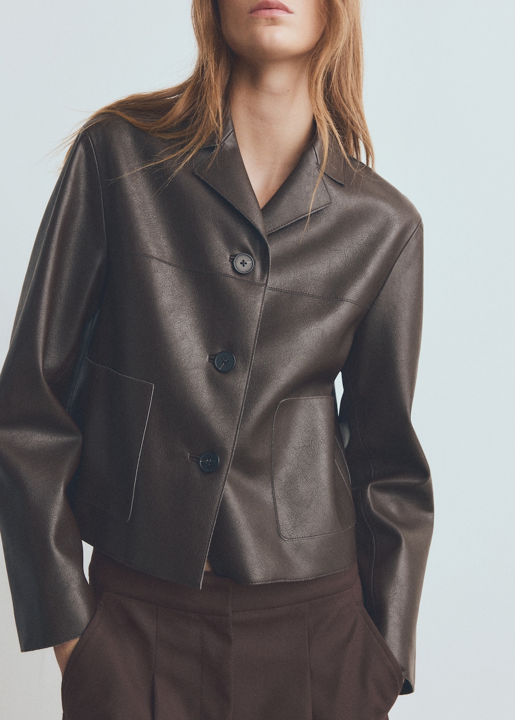 Mango Faux-leather jacket with pockets