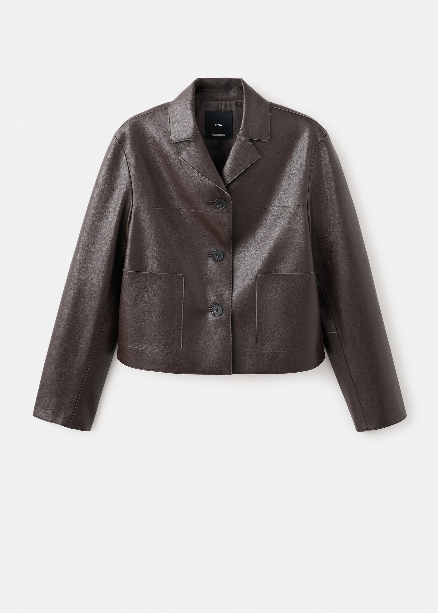 Faux-leather jacket with pockets - Article without model