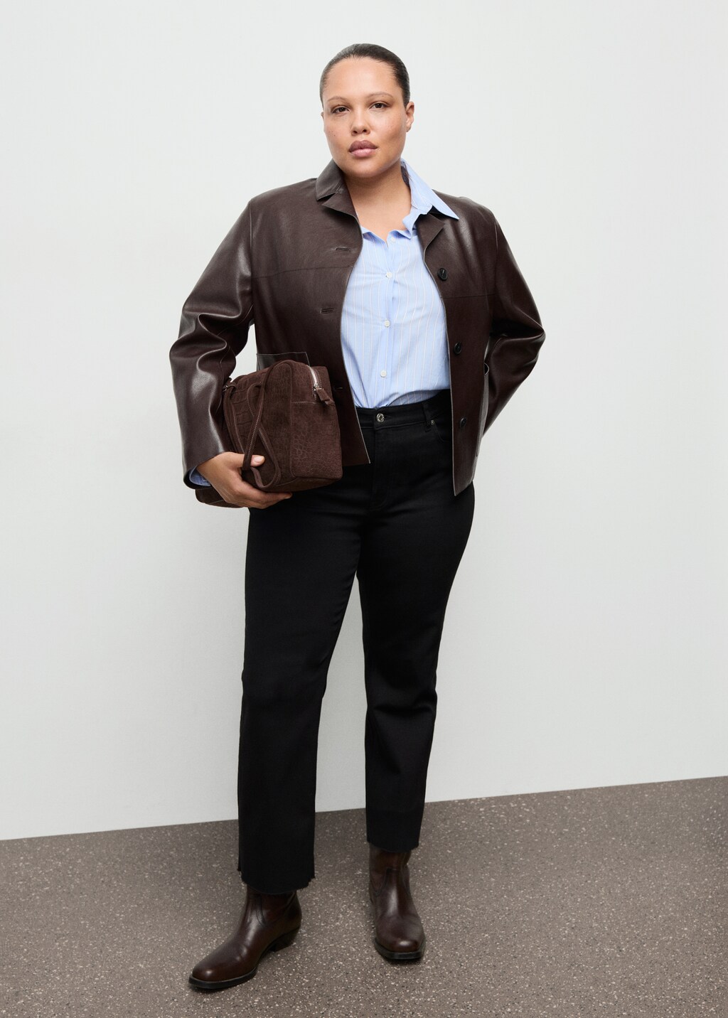 Mango Faux-leather jacket with pockets