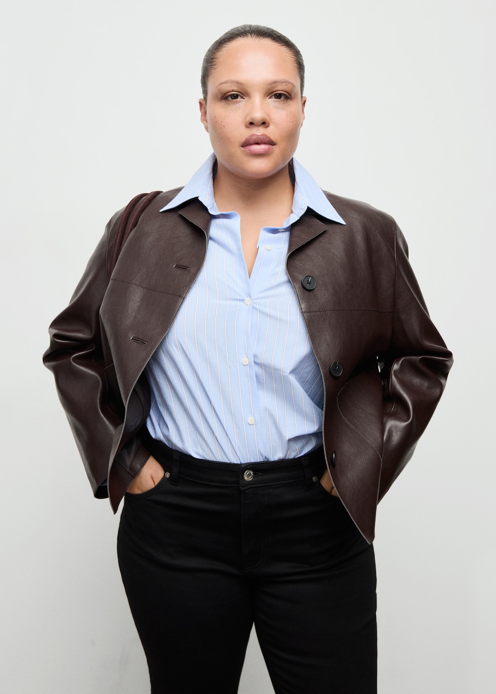 Mango Faux-leather jacket with pockets