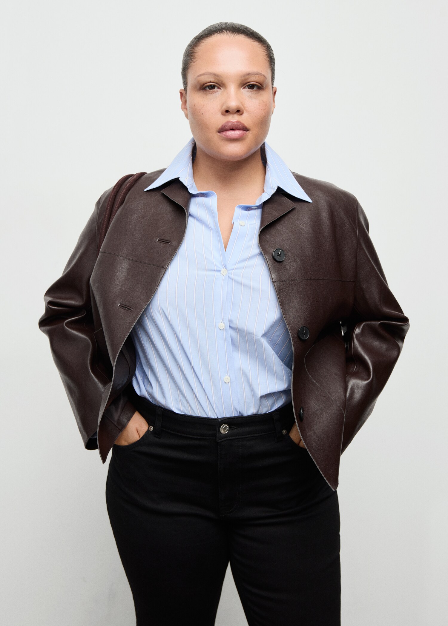 Faux-leather jacket with pockets - Details of the article 5