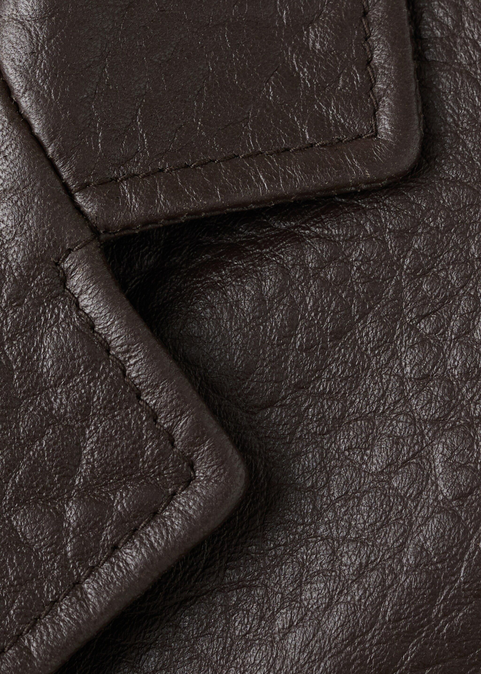 Leather jacket with buttons - Details of the article 0, Brown. Ref: 27091330-00.