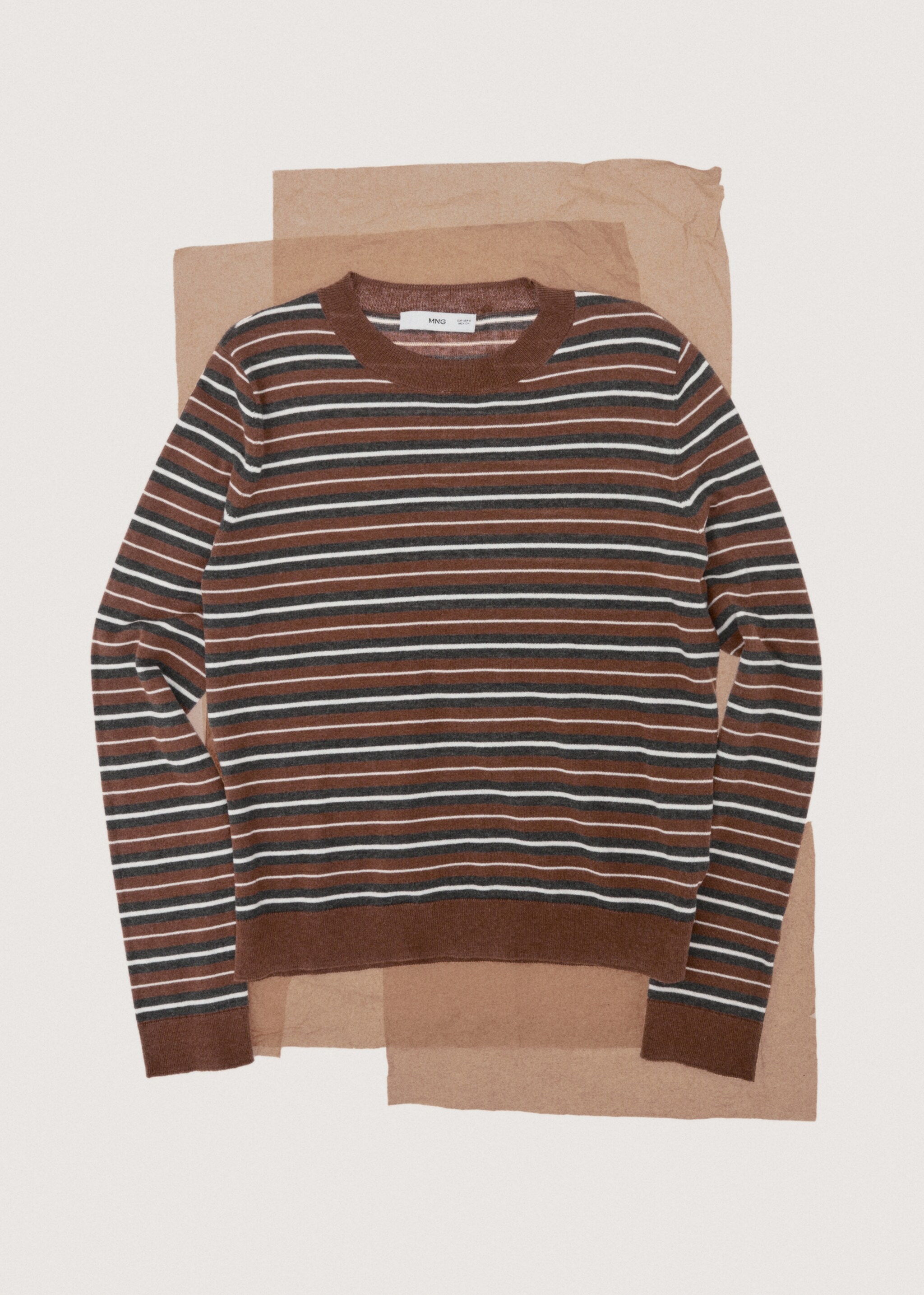 Knit striped sweater - Details of the article 7, Caramel. Ref: 27091334-00.