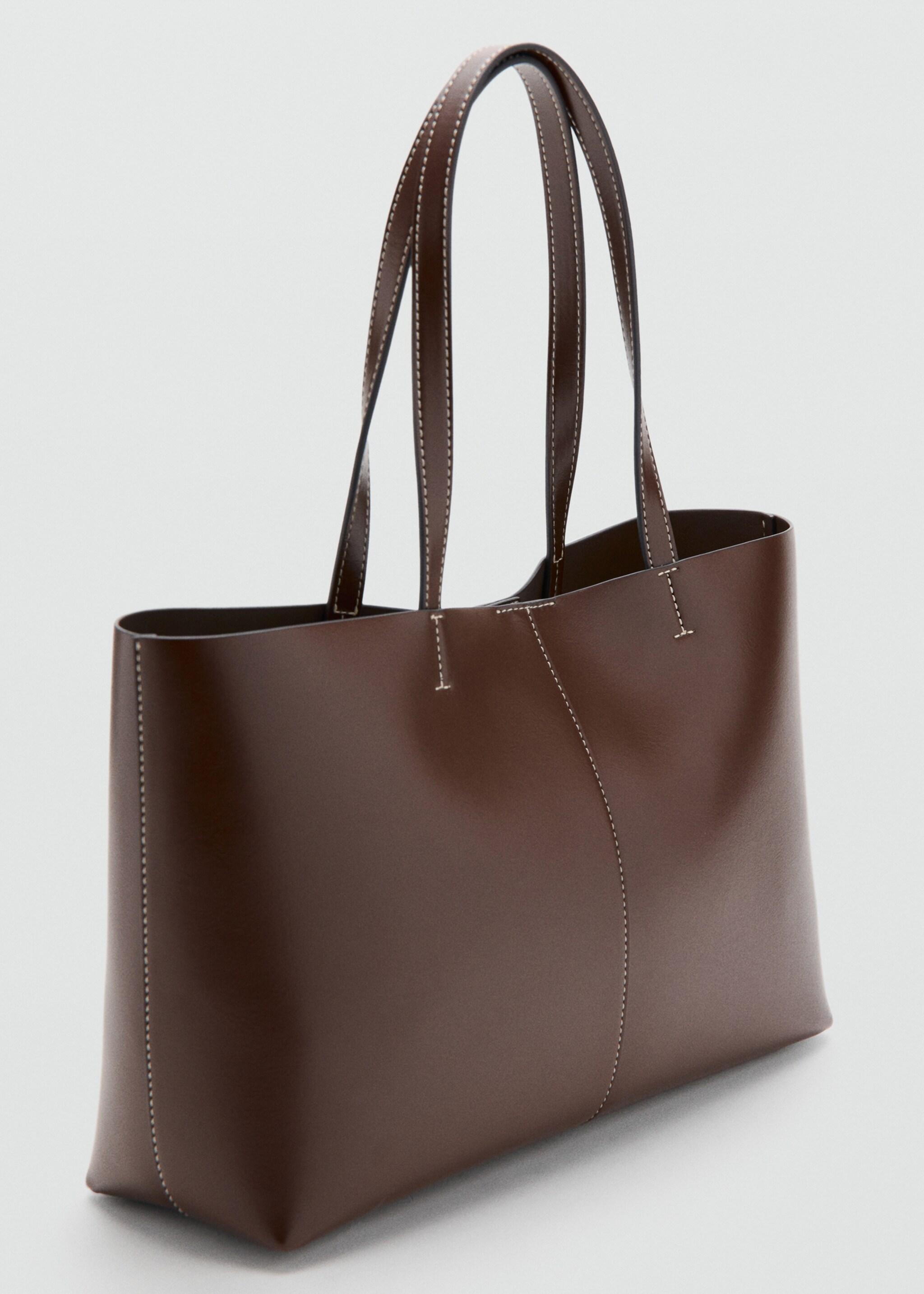 Shopper bag with double handle - Medium plane, Brown. Ref: 27091336-00.