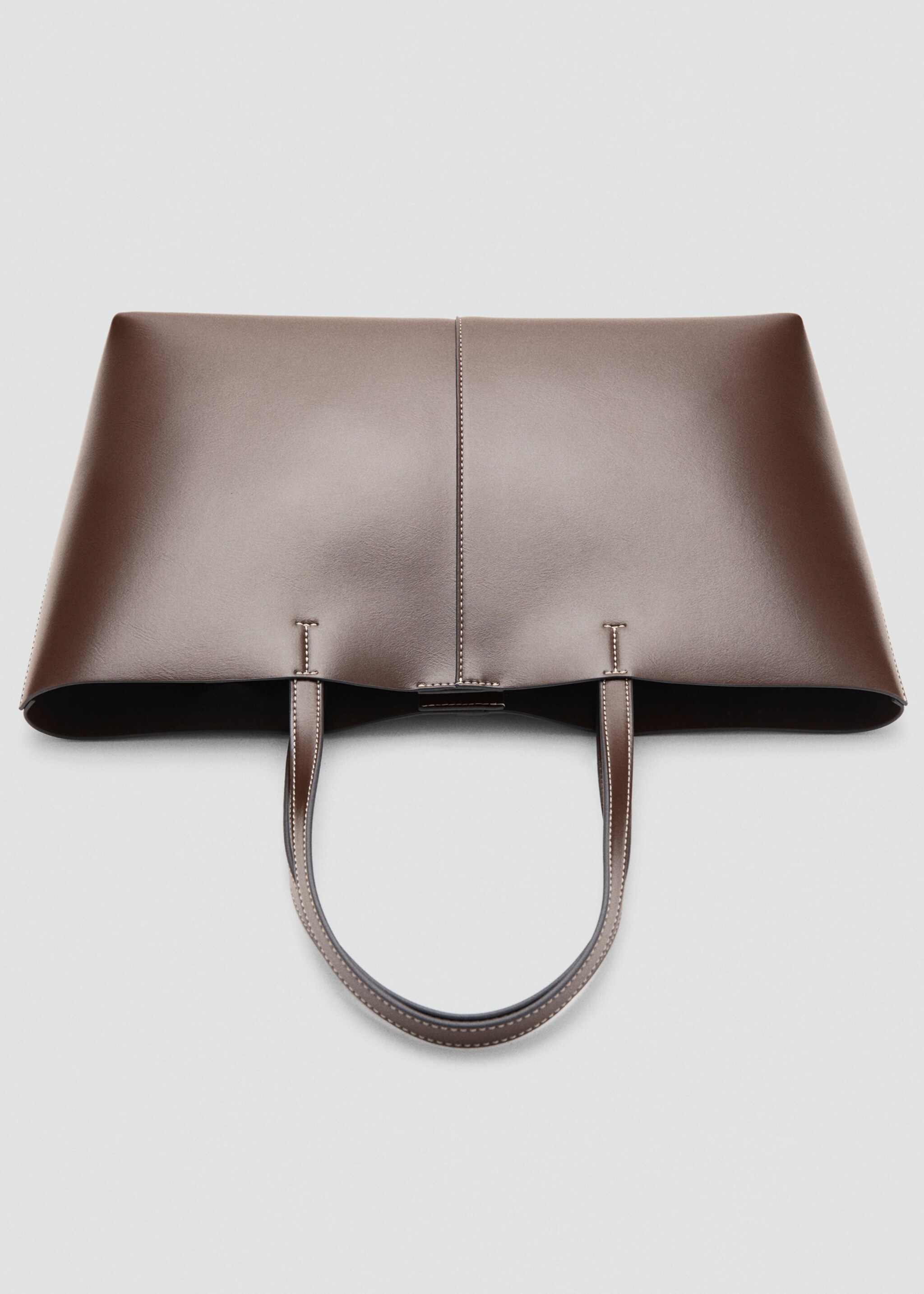 Shopper bag with double handle - Details of the article 1, Brown. Ref: 27091336-00.