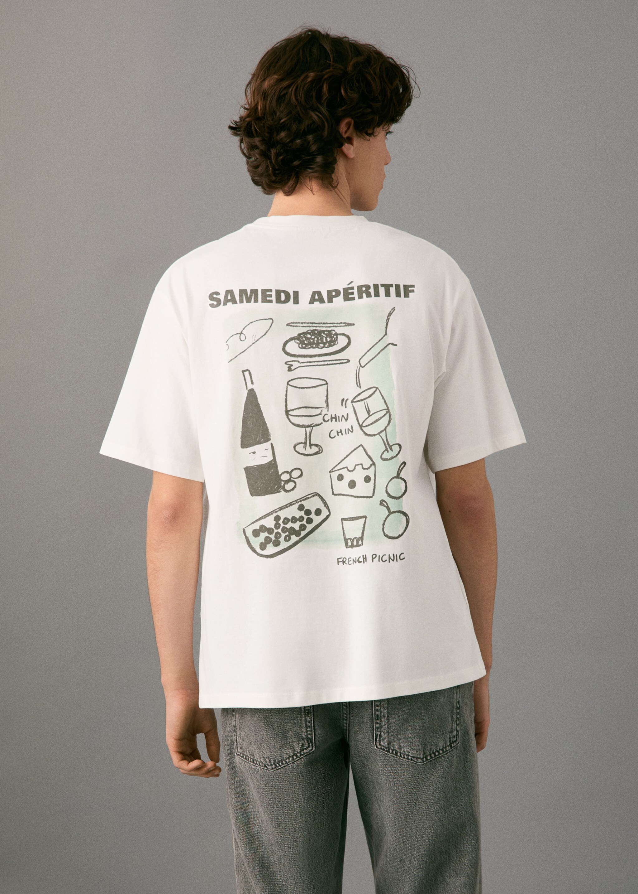 Printed cotton-blend T-shirt - Reverse of the article, Off White. Ref: 27091514-00.