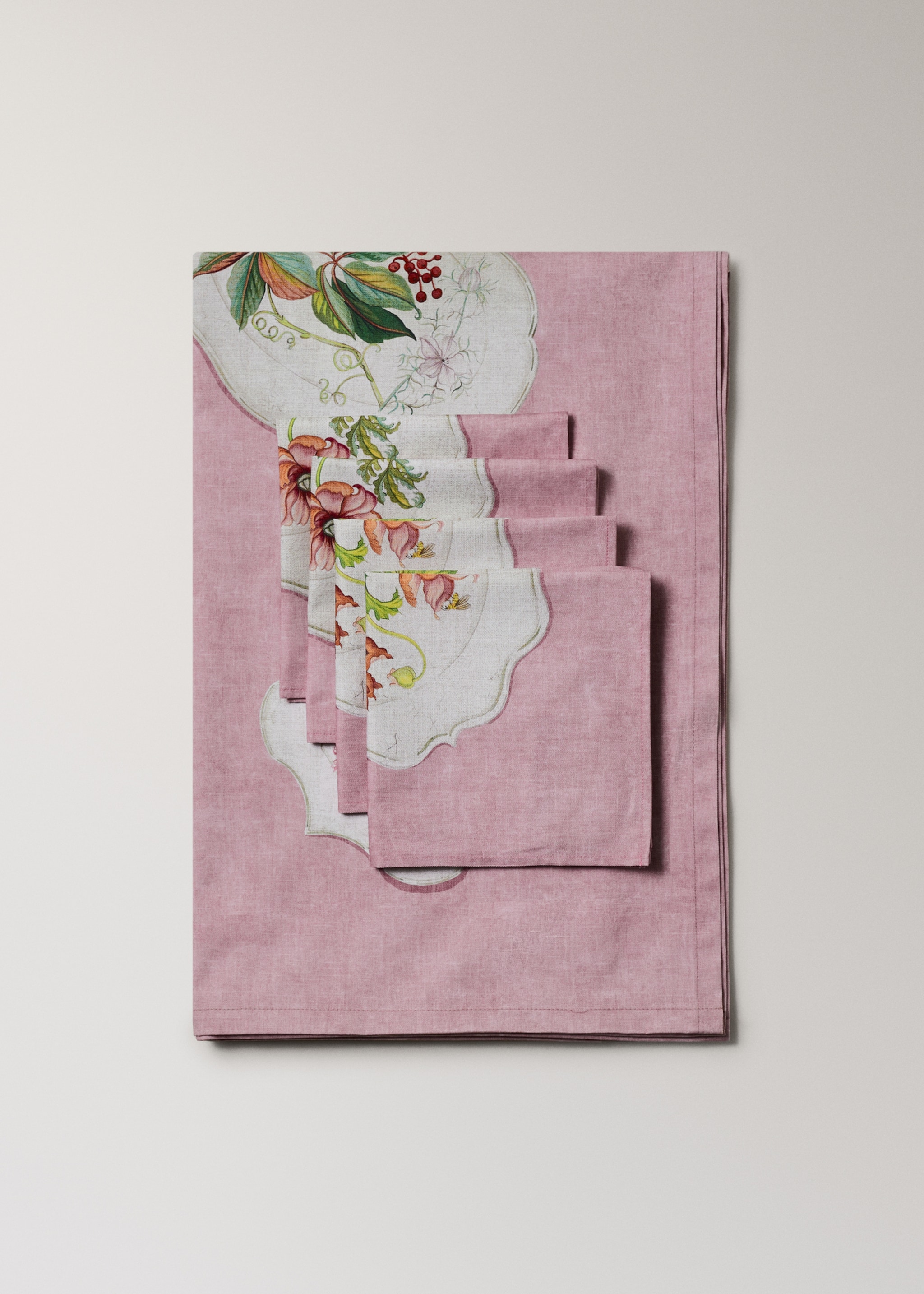 Tovallons cotó elements porcellana vintage - Detall de l'article 3, Rosa. Ref: 27091516-00.