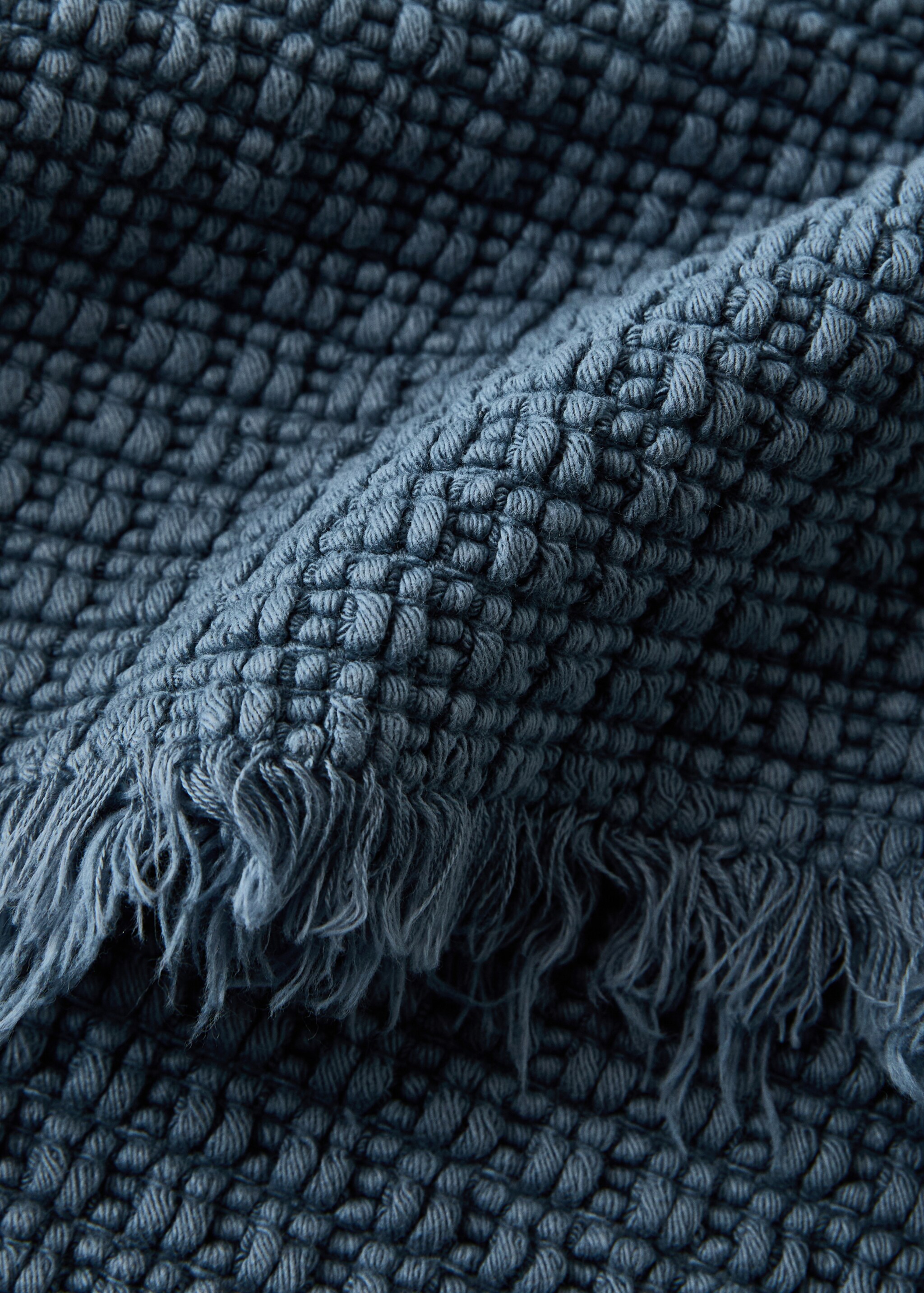 Bavlněná koupelnová rohož s vaflovou strukturou - Detail zboží 1, Modrá indigo. Ref: 27091526-00.