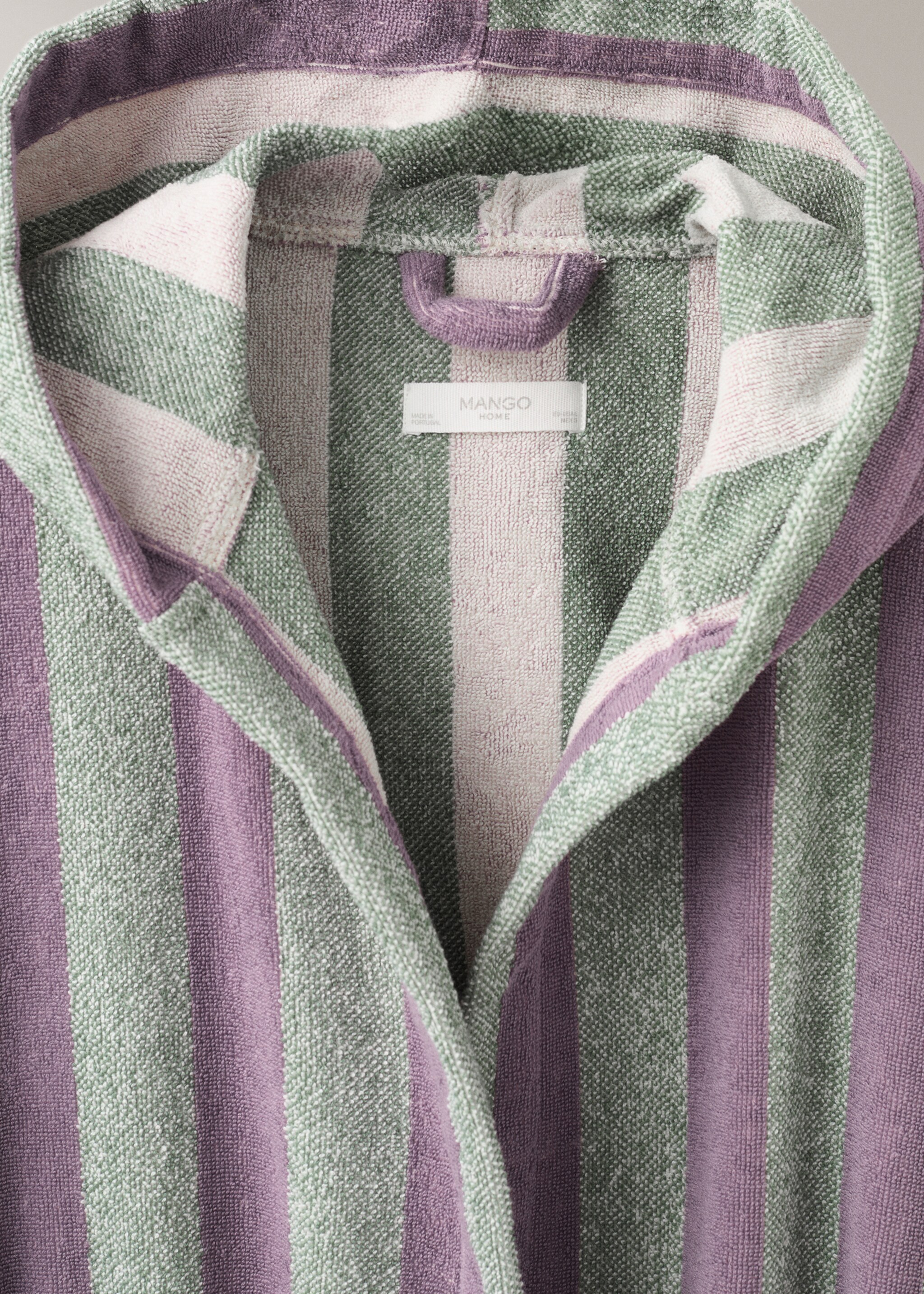 Thick cotton hooded dressing gown - Details of the article 1, Blue. Ref: 27091528-00.