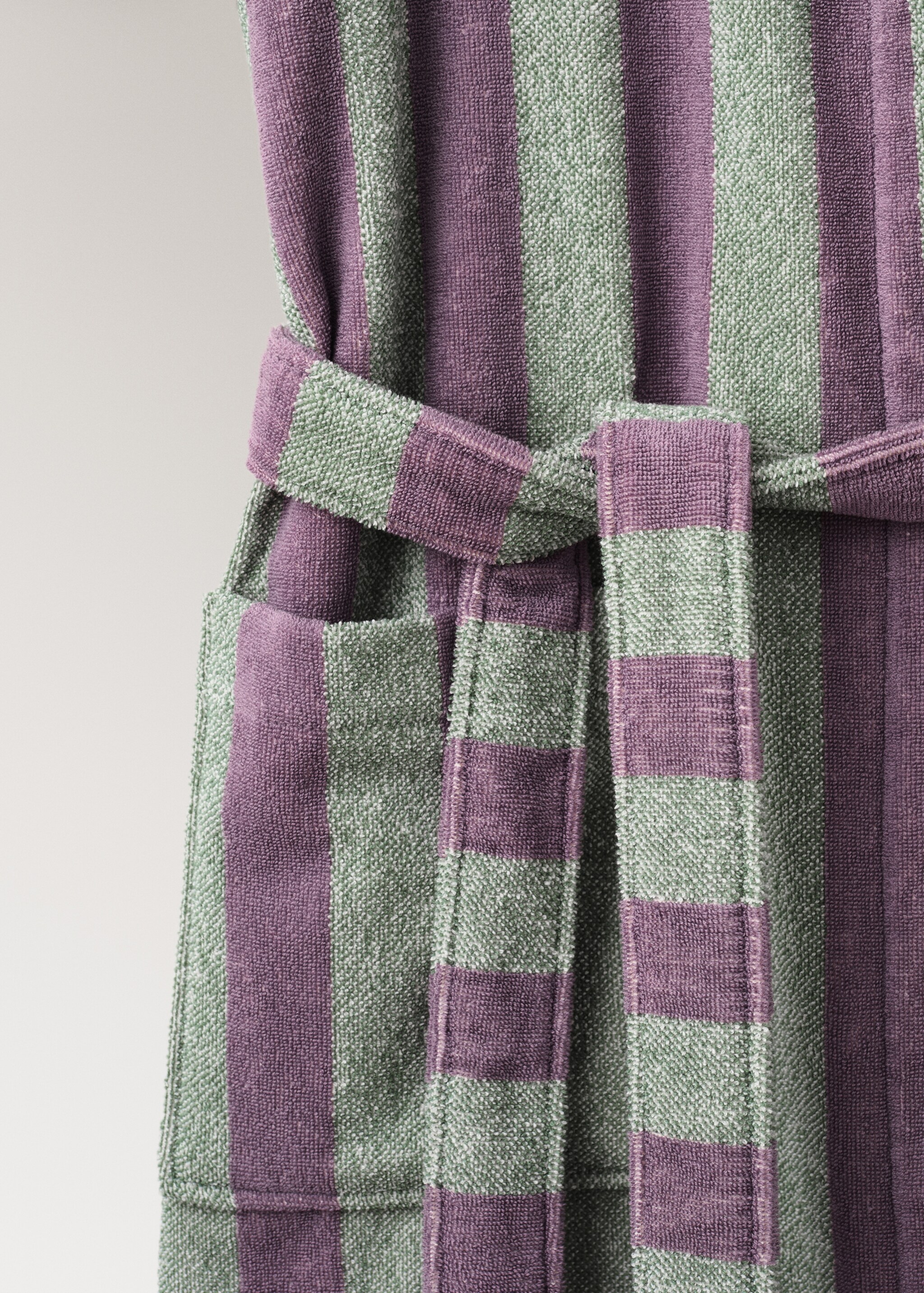 Thick cotton hooded dressing gown - Details of the article 2, Blue. Ref: 27091528-00.
