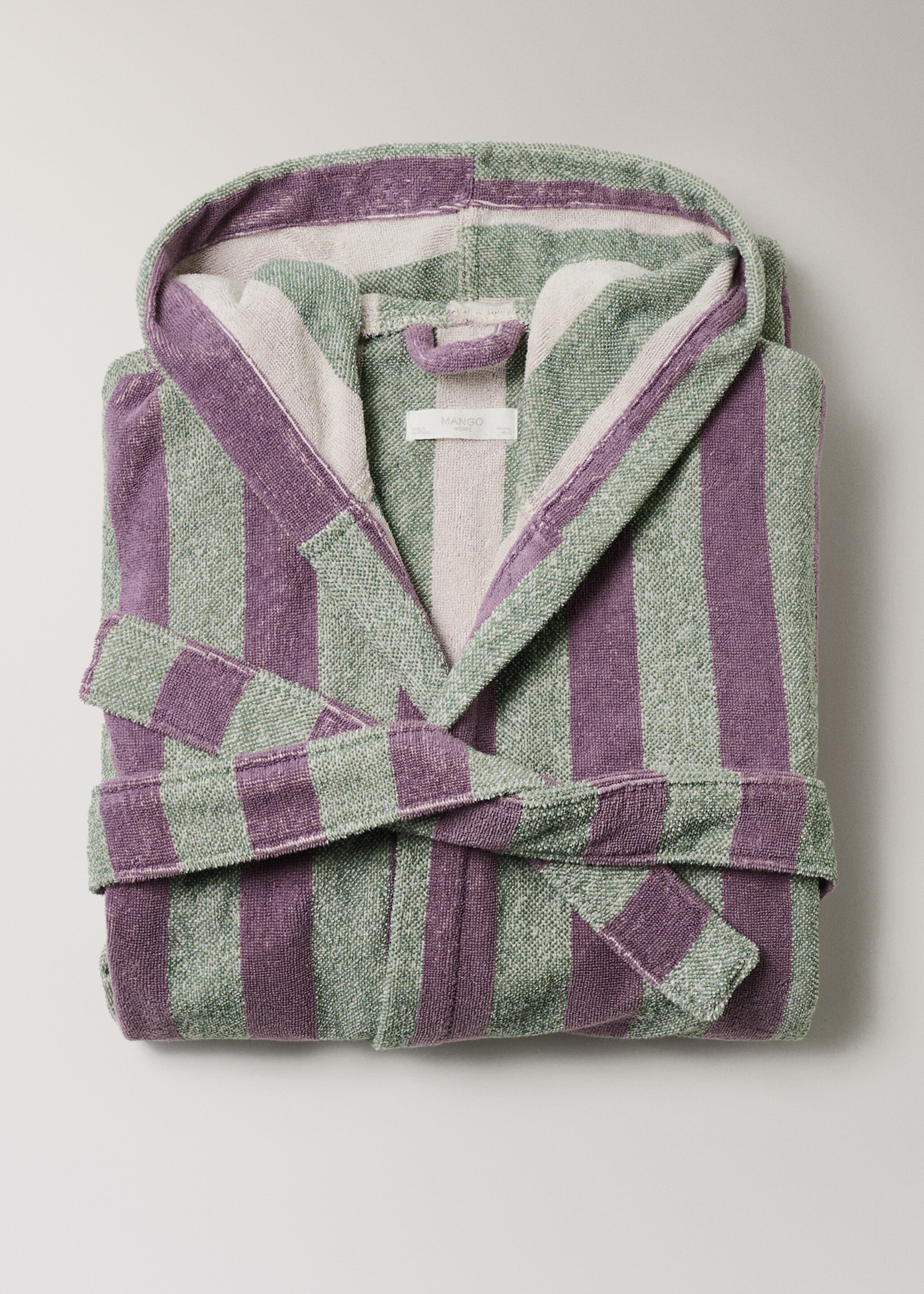 Thick cotton hooded dressing gown - Details of the article 3, Blue. Ref: 27091528-00.