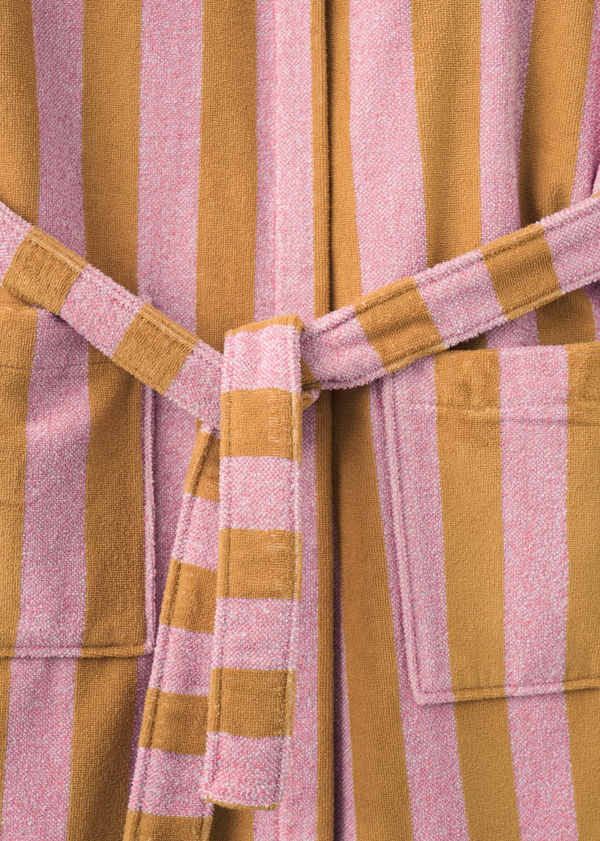 Thick cotton hooded dressing gown - Details of the article 2, Pale Pink. Ref: 27091528-00.