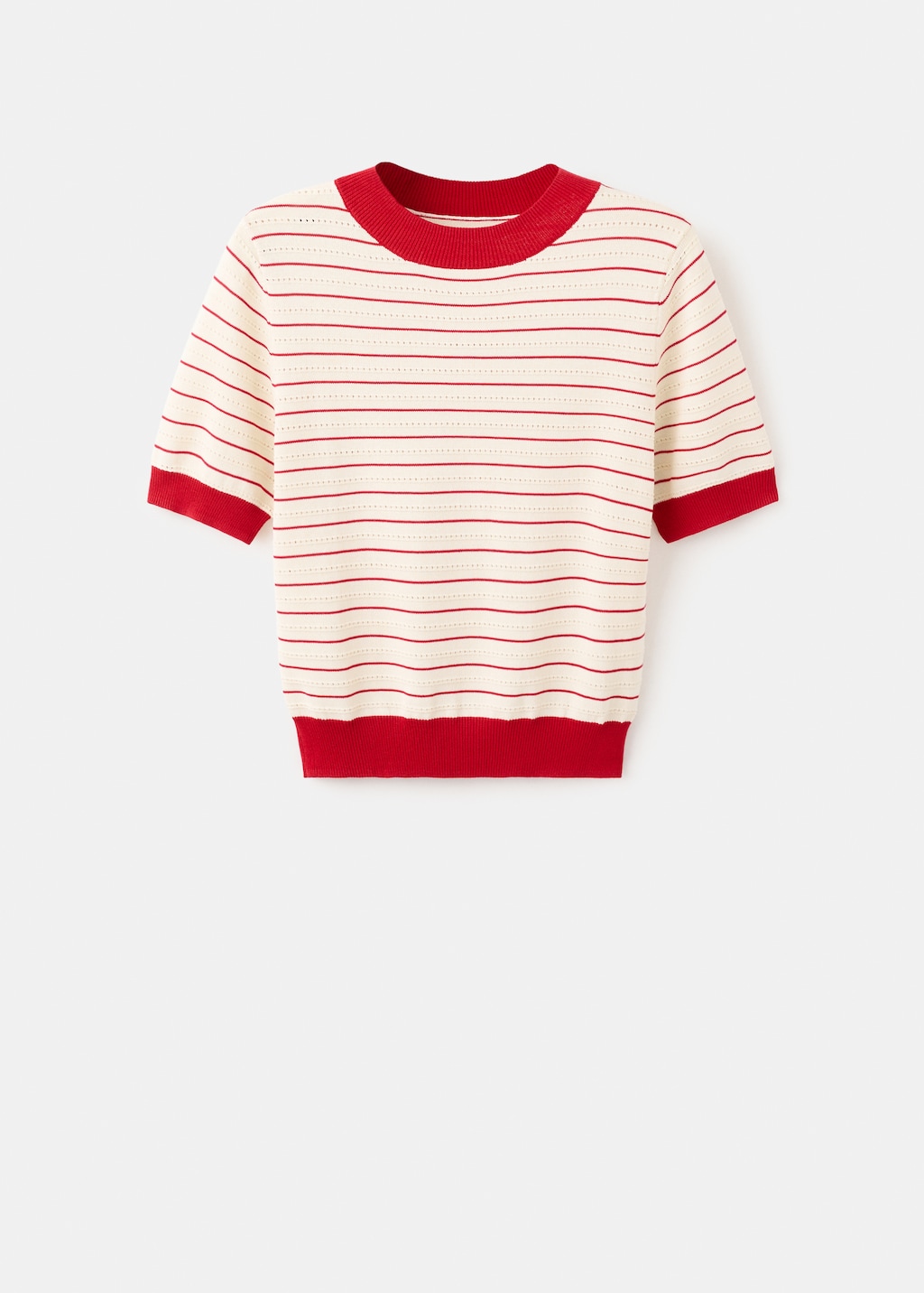 Striped short-sleeved sweater