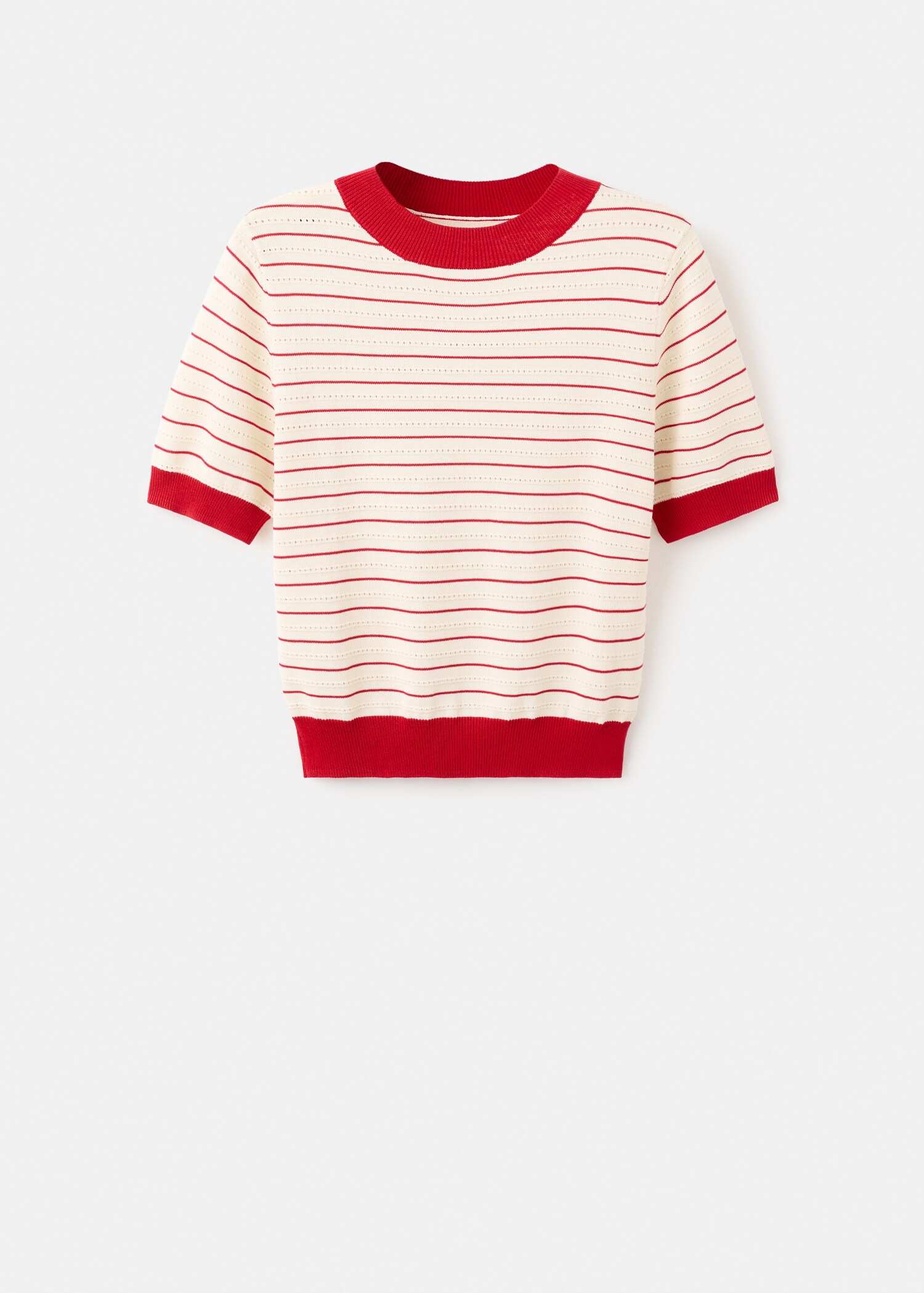 Striped short-sleeved sweater - Article without model