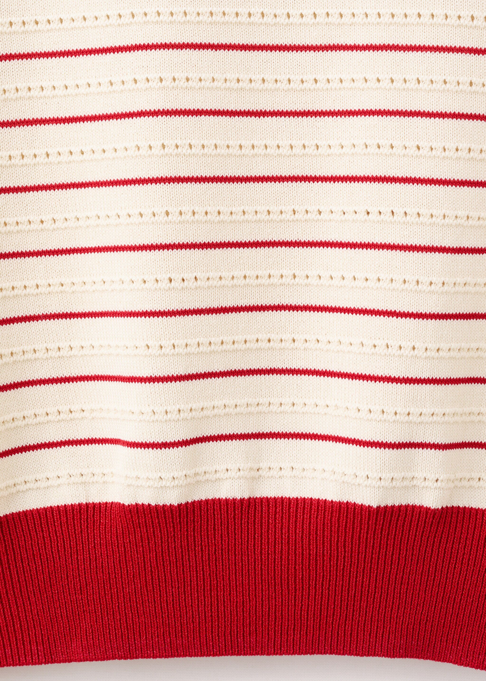 Striped short-sleeved sweater - Details of the article 0, Red. Ref: 27092540-00.