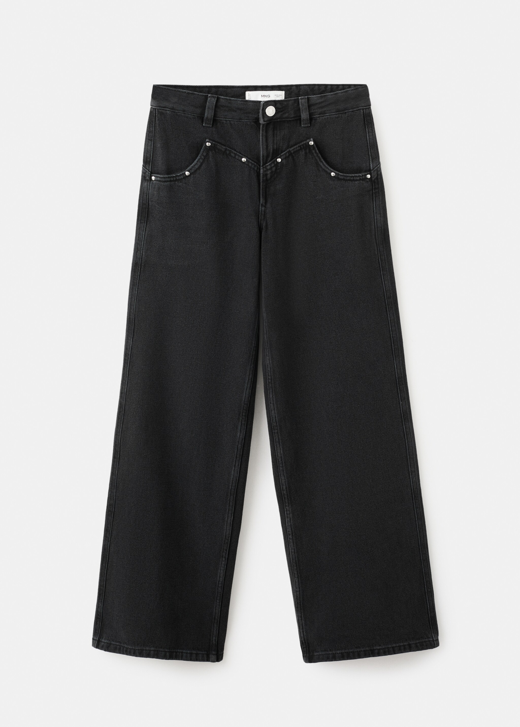 Low-waist studded jeans - Article without model, Black denim. Ref: 27092543-00.