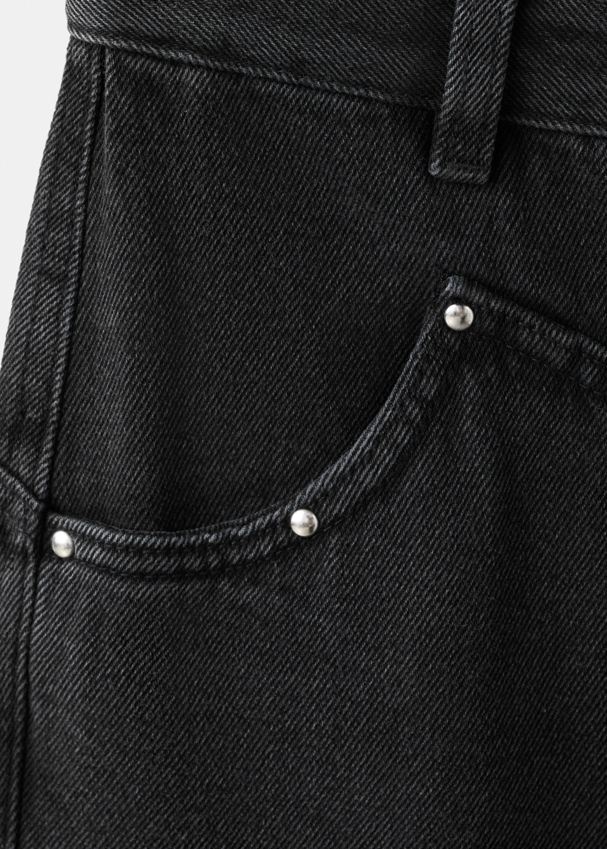 Low-waist studded jeans - Details of the article 0, Black denim. Ref: 27092543-00.