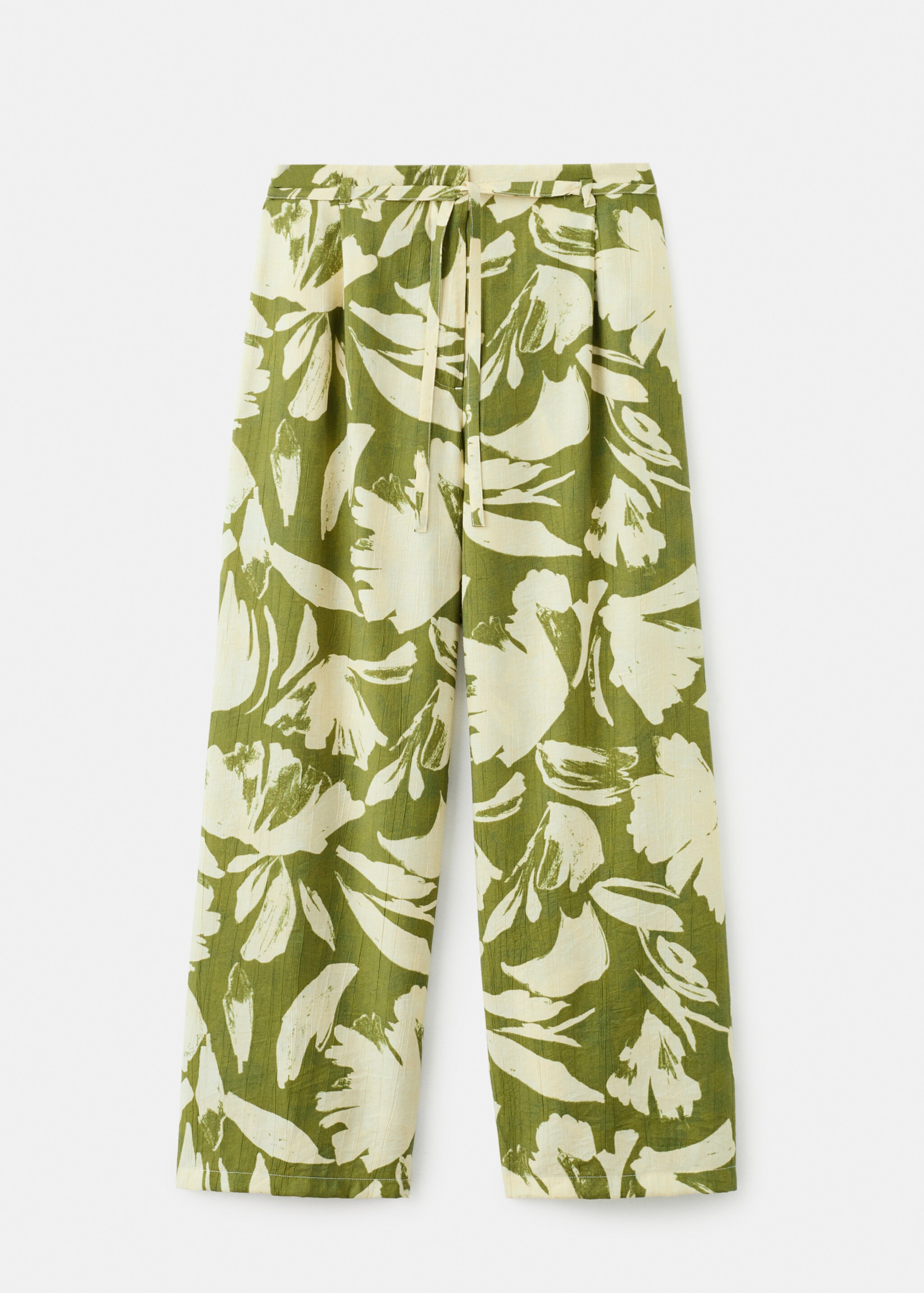 Rechte broek met bloemetjesprint - Artikel zonder model, Groen. Ref: 27092544-00.
