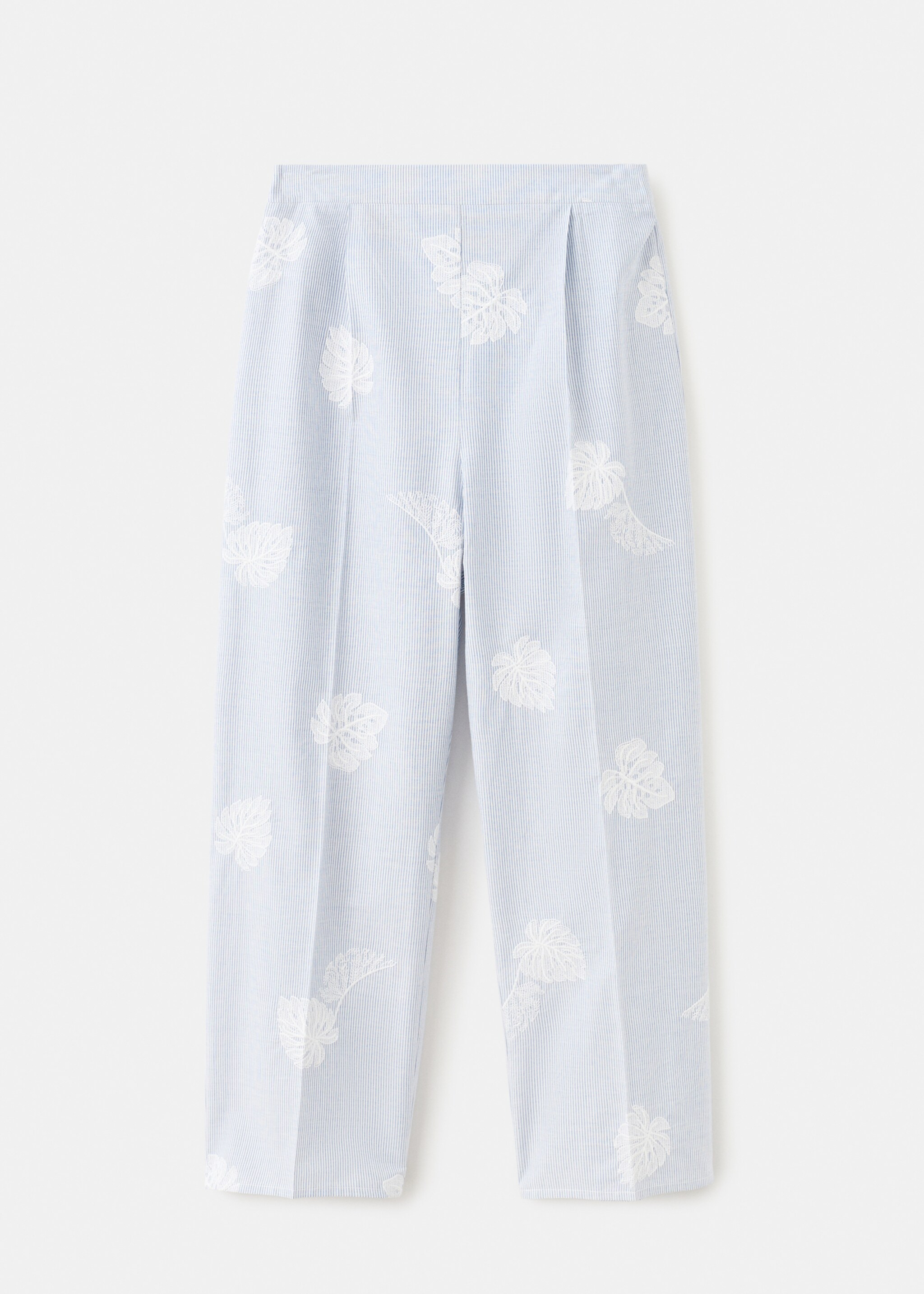 Gestreepte geborduurde broek - Artikel zonder model, Blauw. Ref: 27092545-00.