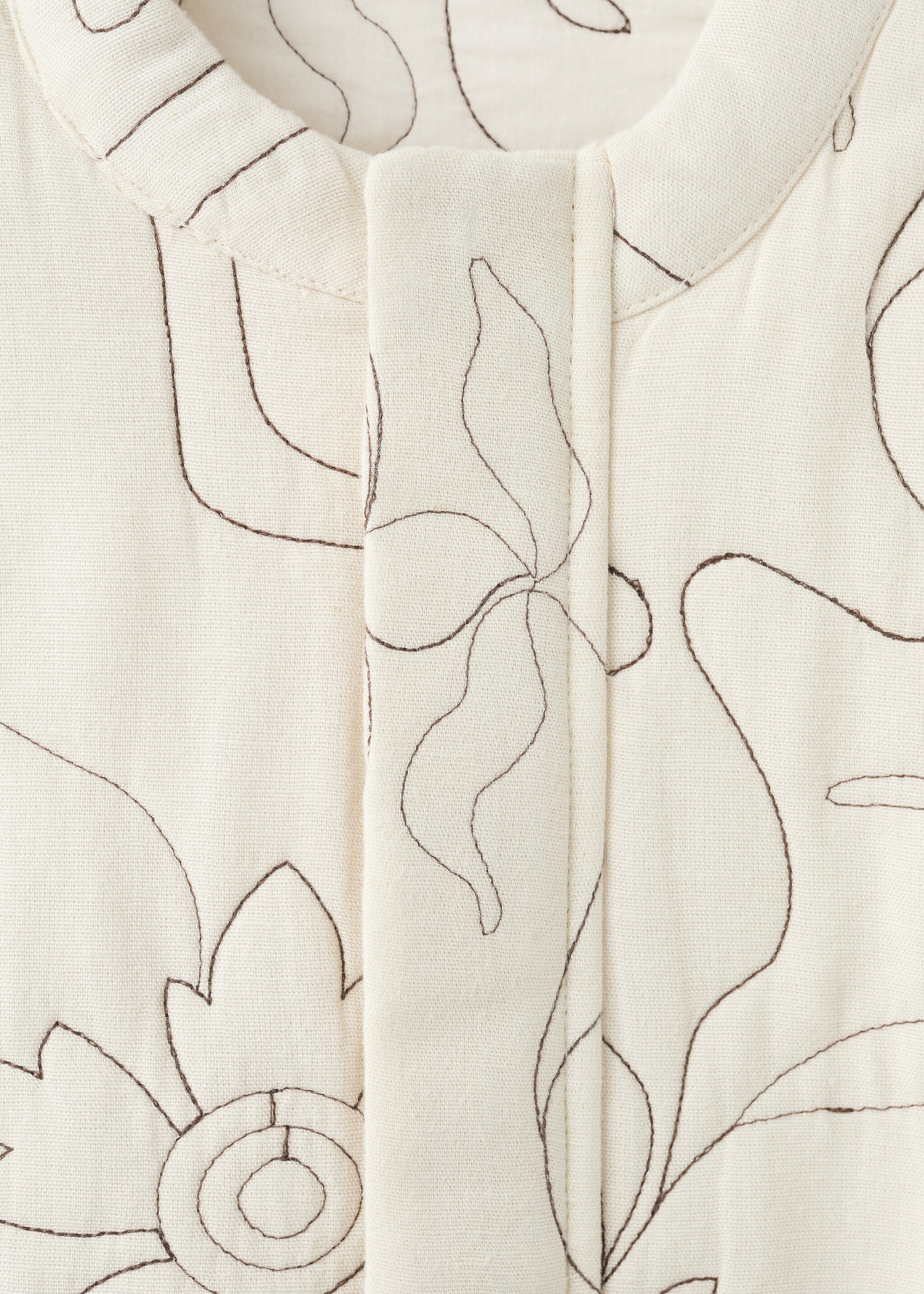 Embroidered quilted jacket - Details of the article 8, Beige. Ref: 27092547-00.