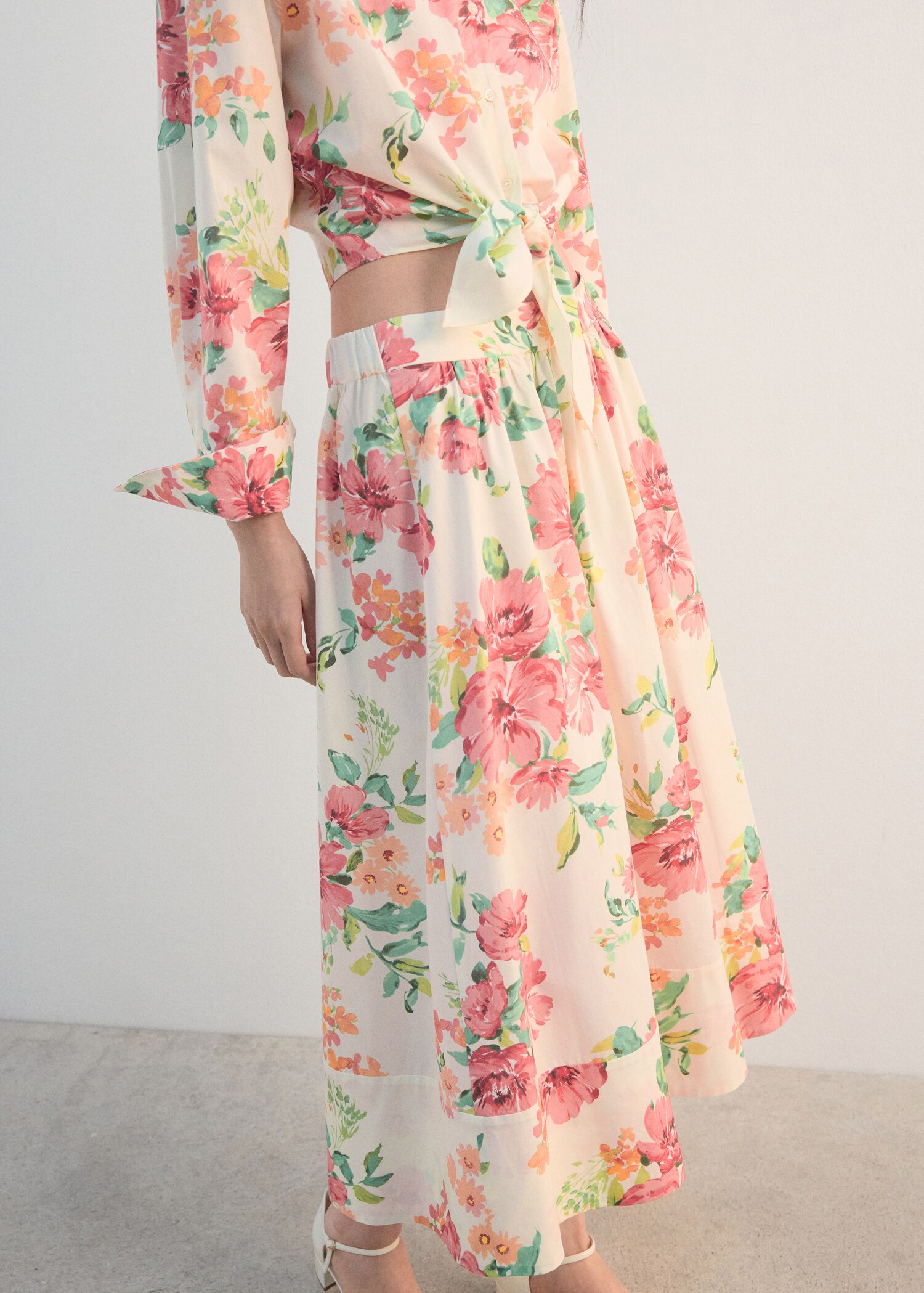 Flowers midi skirt - Medium plane