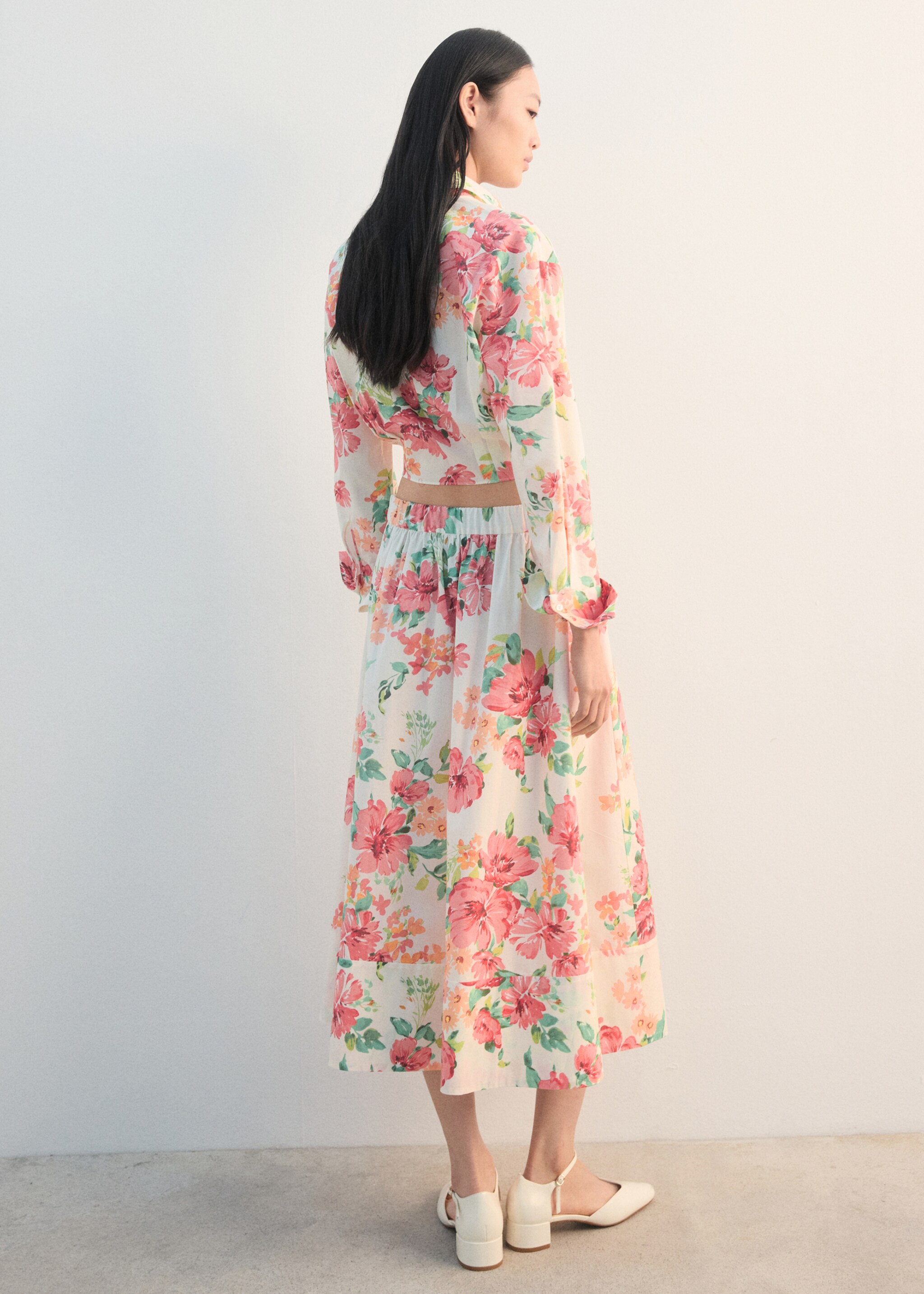 Flowers midi skirt - Reverse of the article, Off White. Ref: 27092549-00.