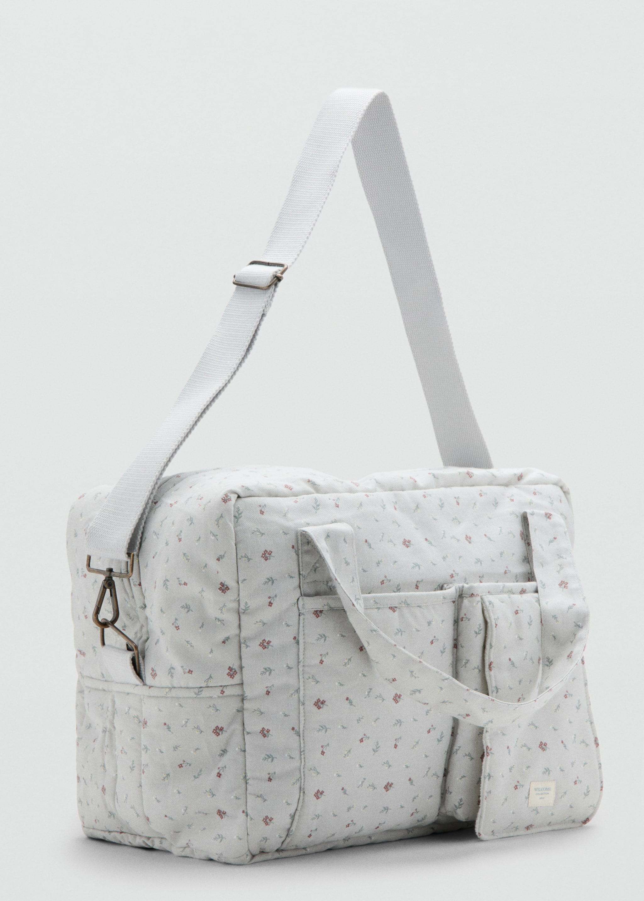 Сумка для материнства з квітковим принтом - Середній план, Сірий. Ref: 27092551-00.